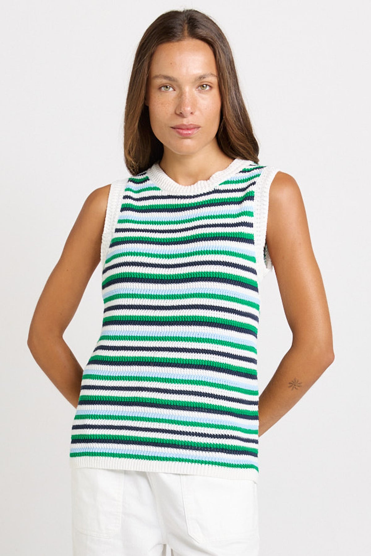 Betty Basics Roni Knit Tank - Blue/Green Combo