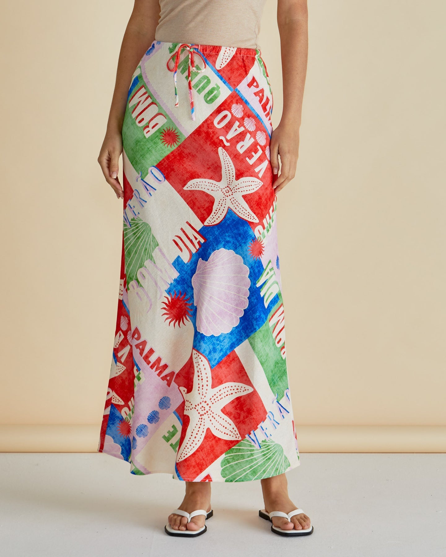 Brooke Bias Skirt - Seashell Print