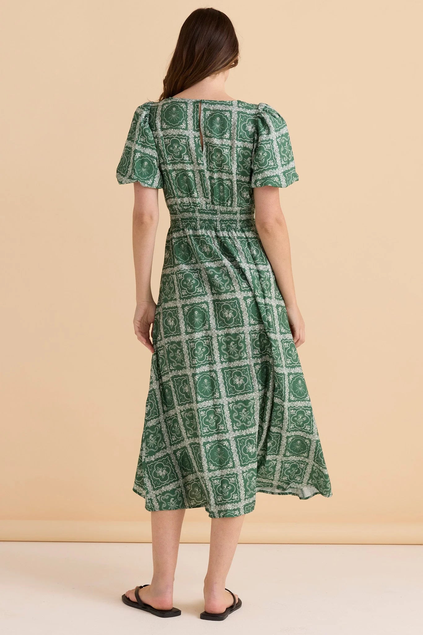 Dahlia Dress - Floral Tile Print