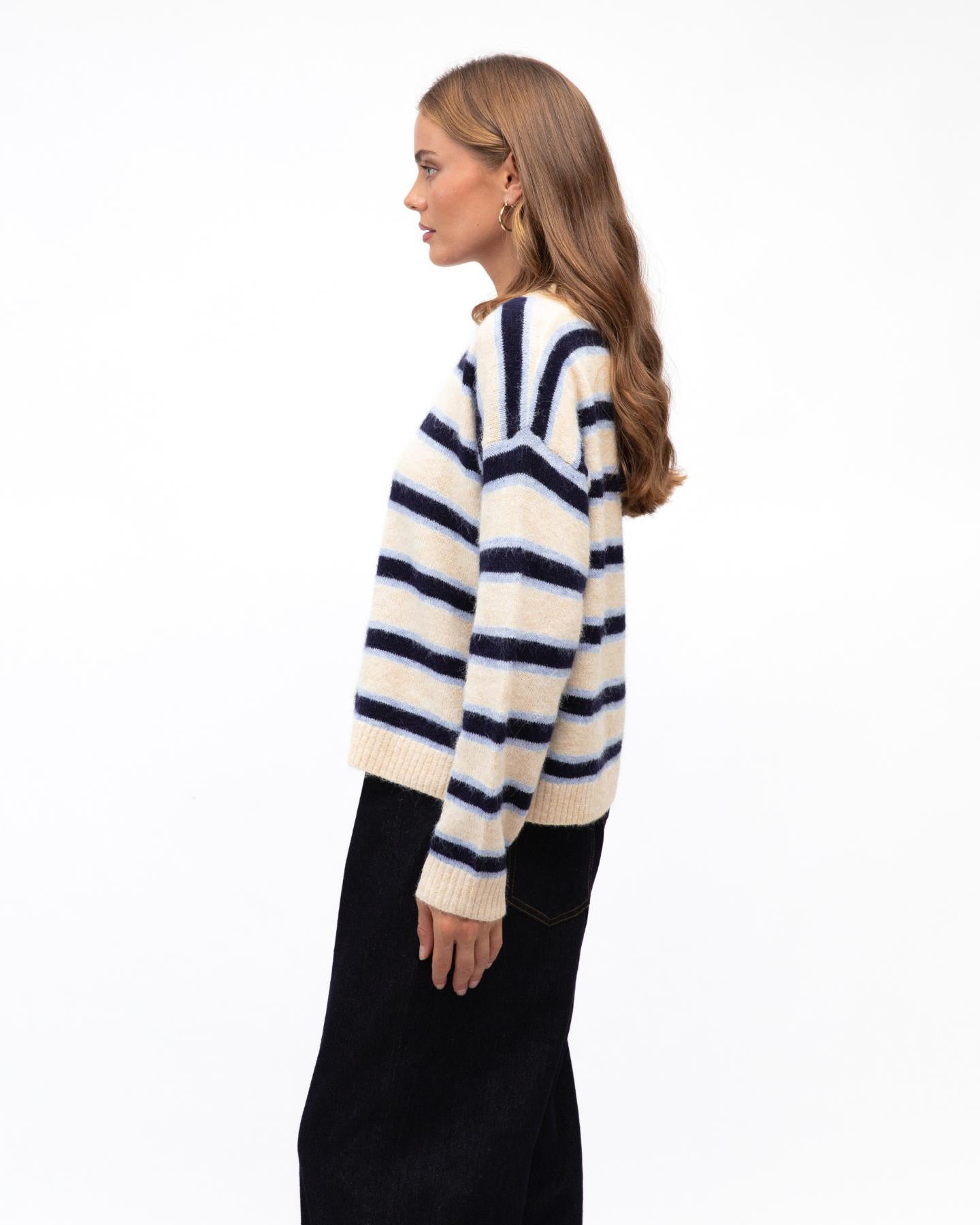 Hamptons Stripe Knit - White/Blue