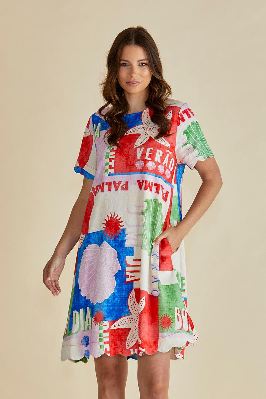 Dawn Shift Dress - Seashell Print