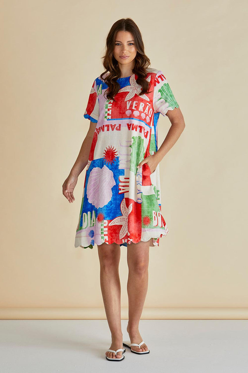 Dawn Shift Dress - Seashell Print