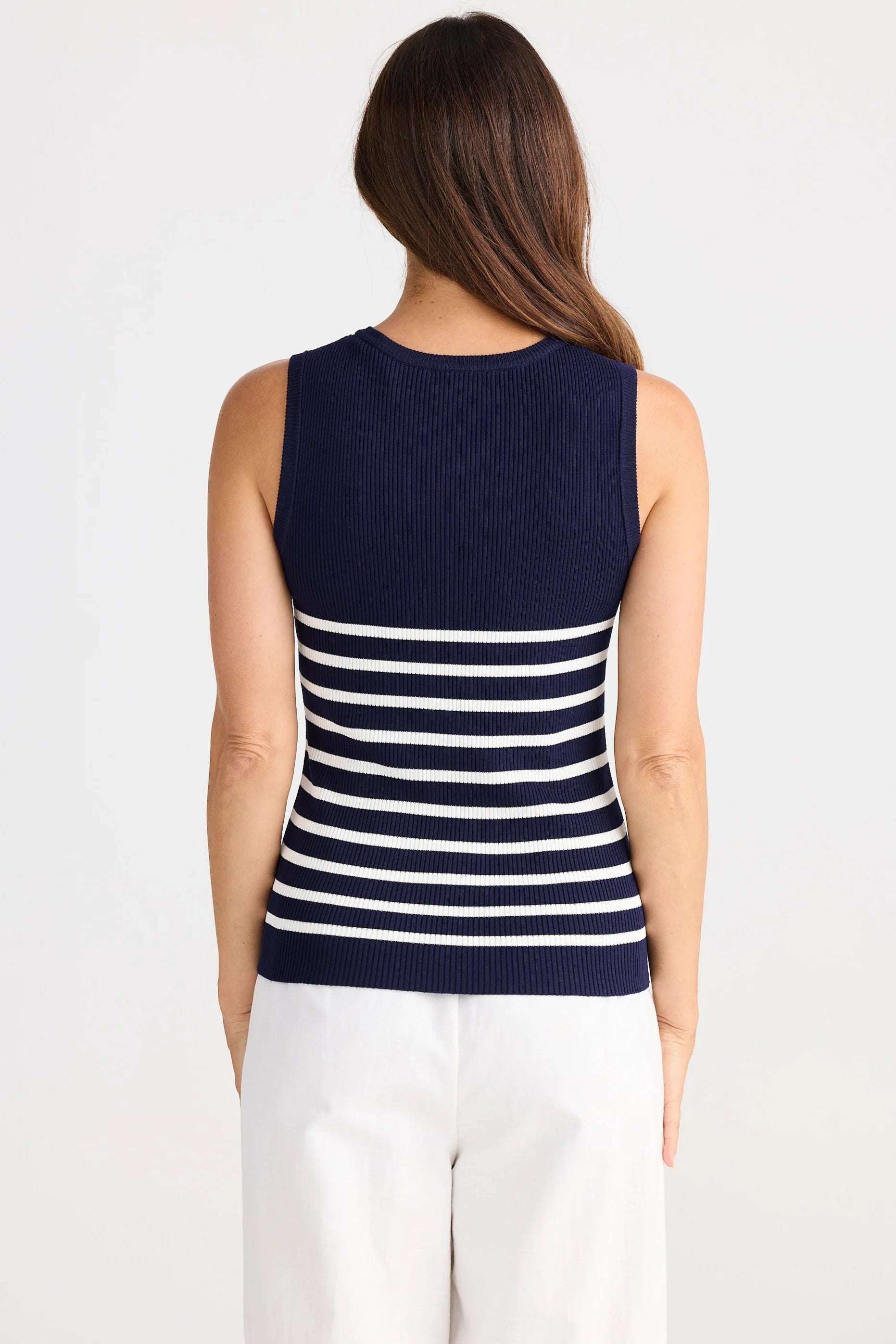 Amba Tank - Navy W White Stripe