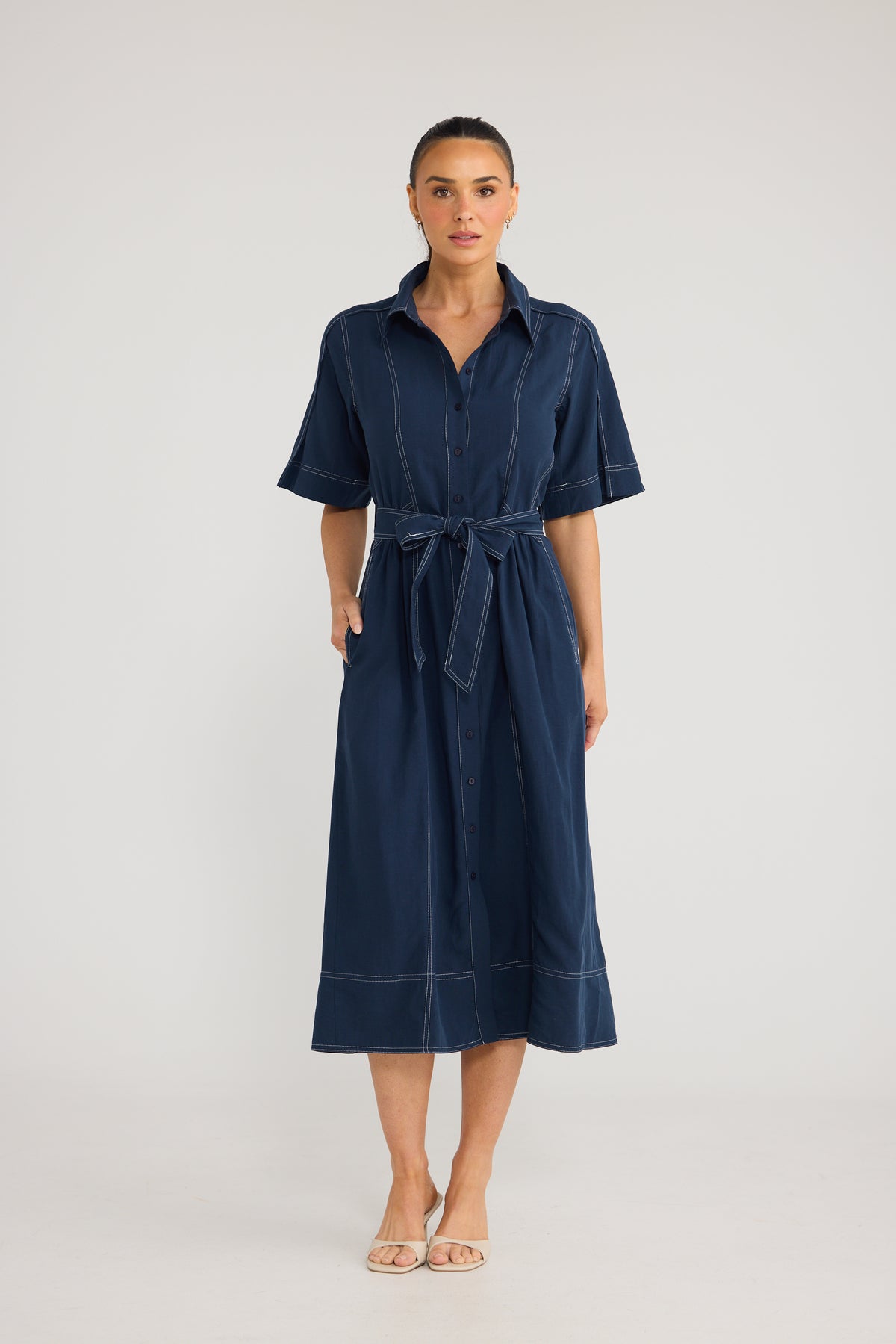 Brave & True Leo Dress - Navy, view 4