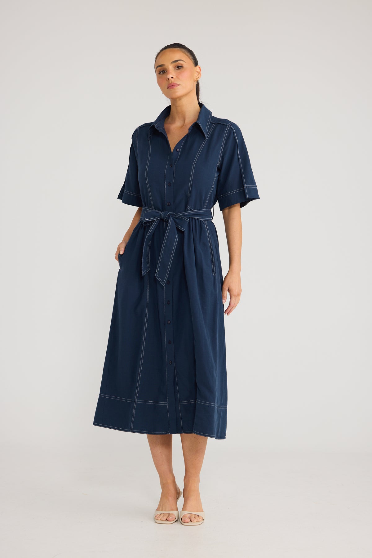 Brave & True Leo Dress - Navy, view 5