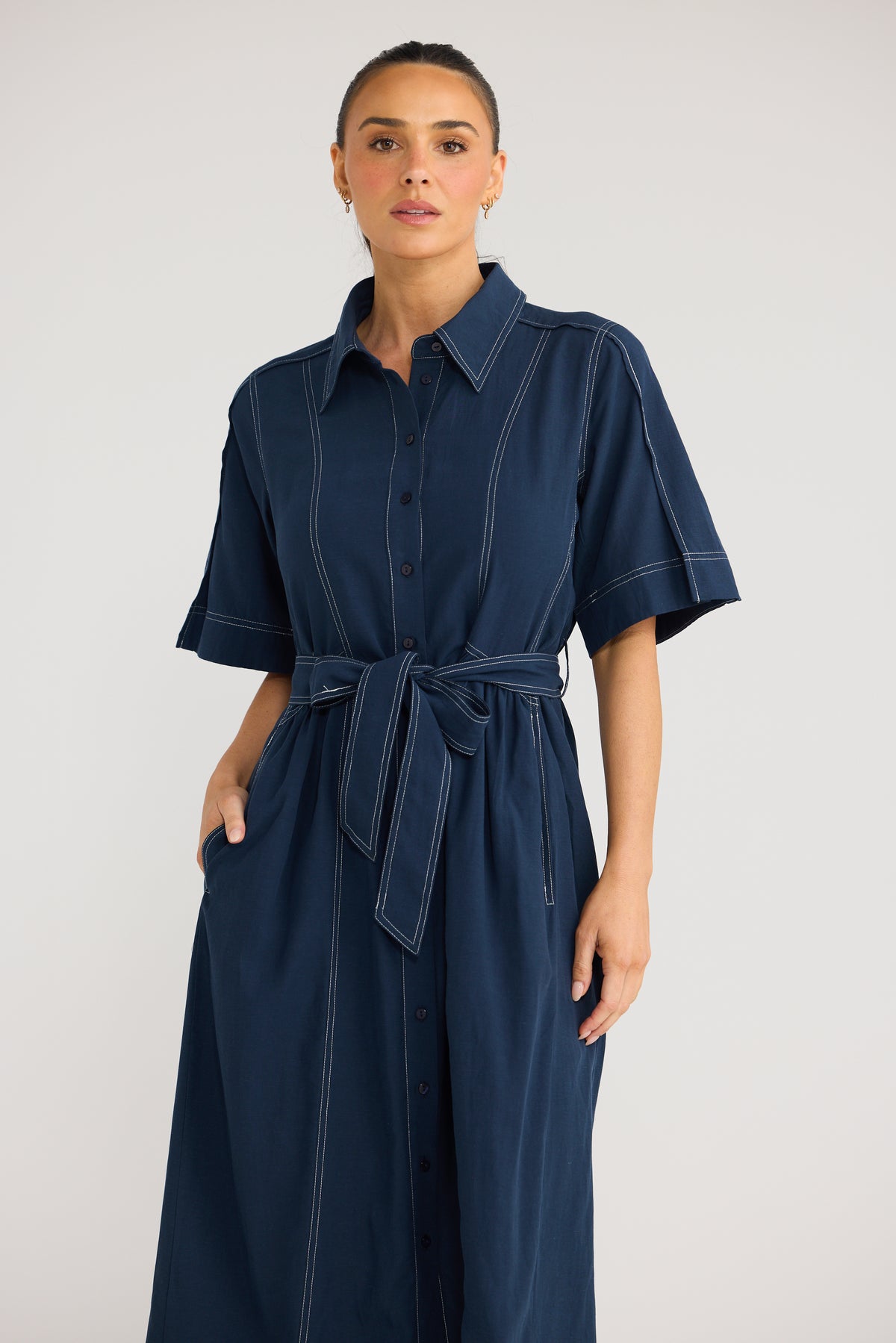 Brave & True Leo Dress - Navy, view 8