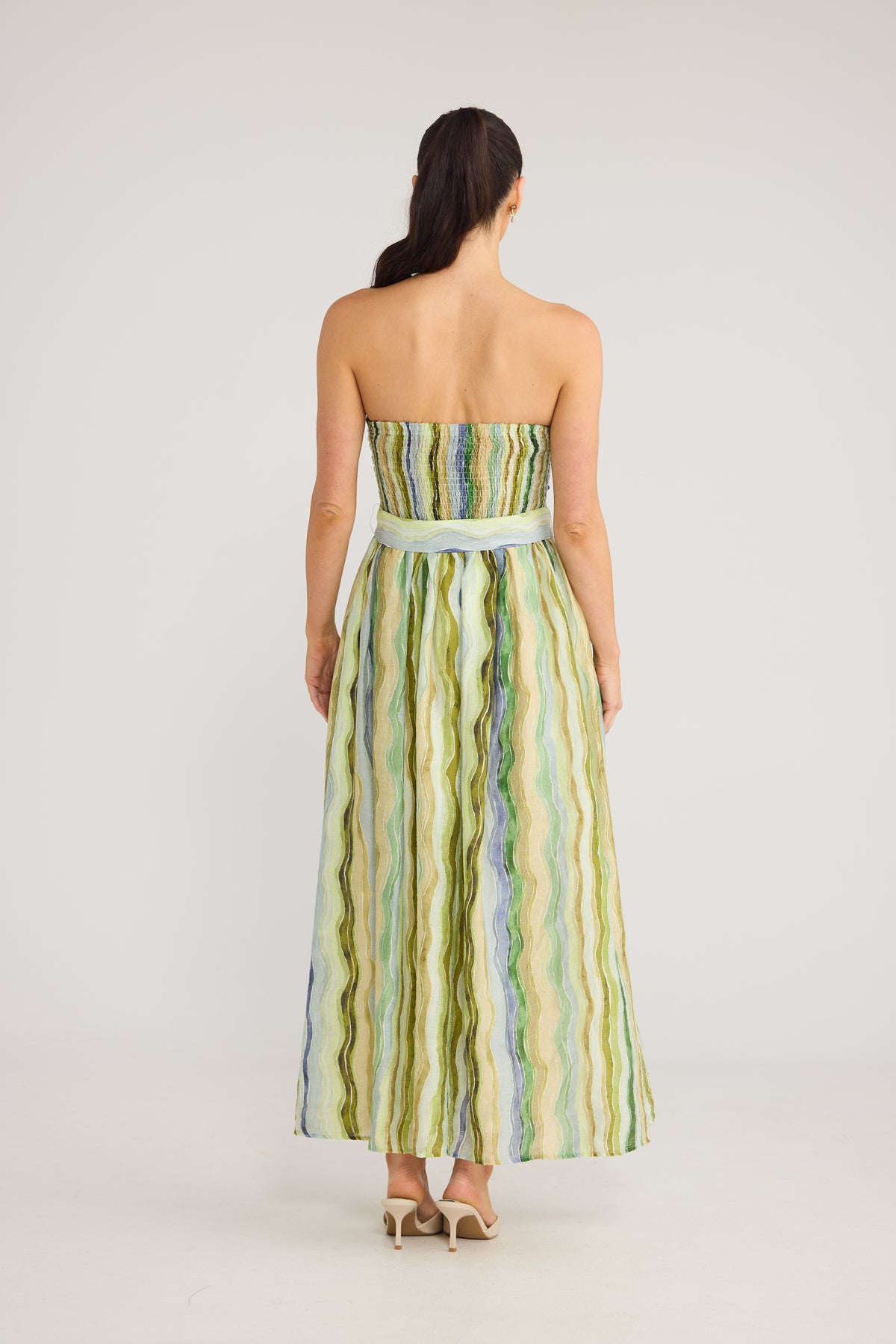 Avalon Dress - Blue Painterly Stripe
