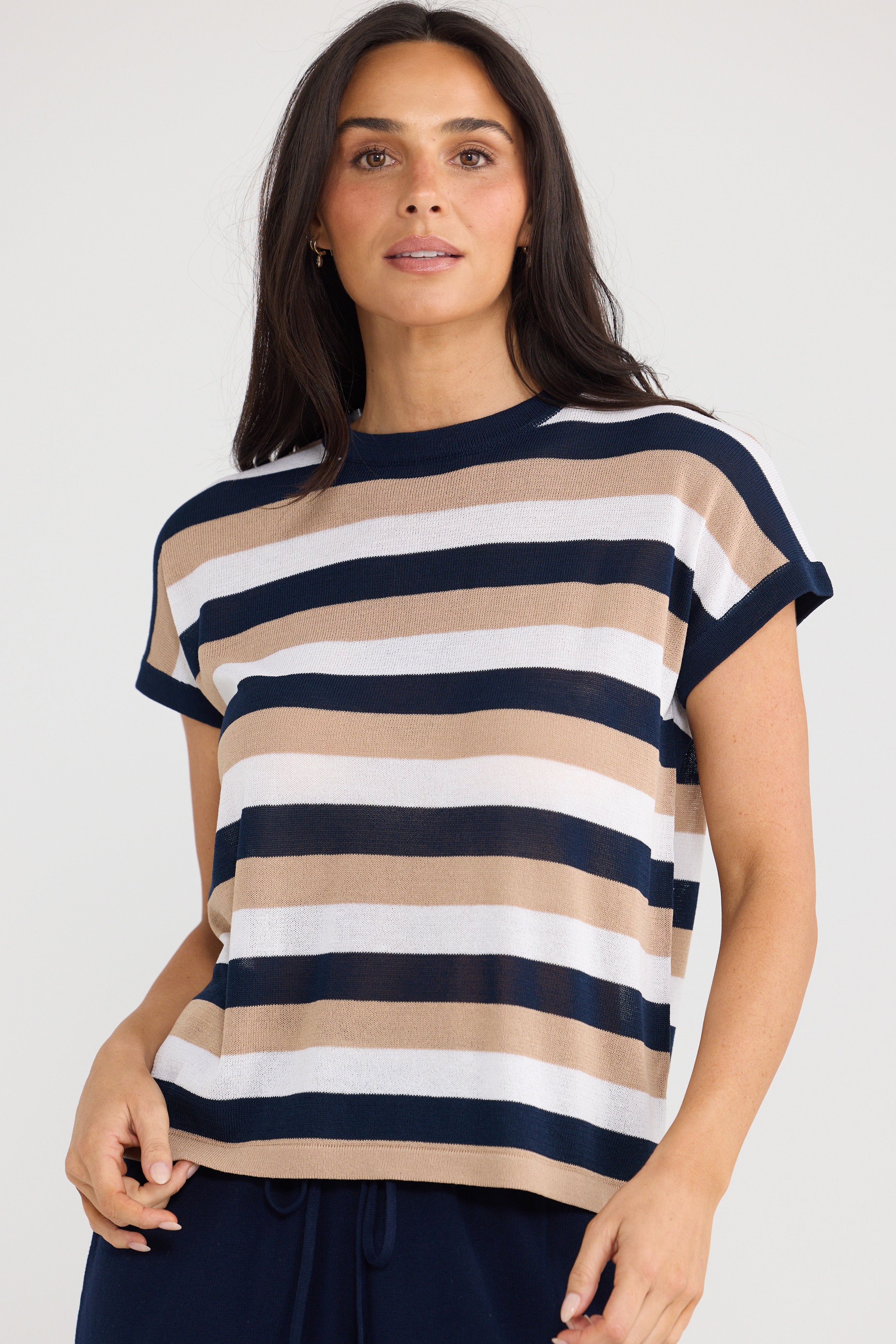 Rosalie Tee - Navy Multi Stripe