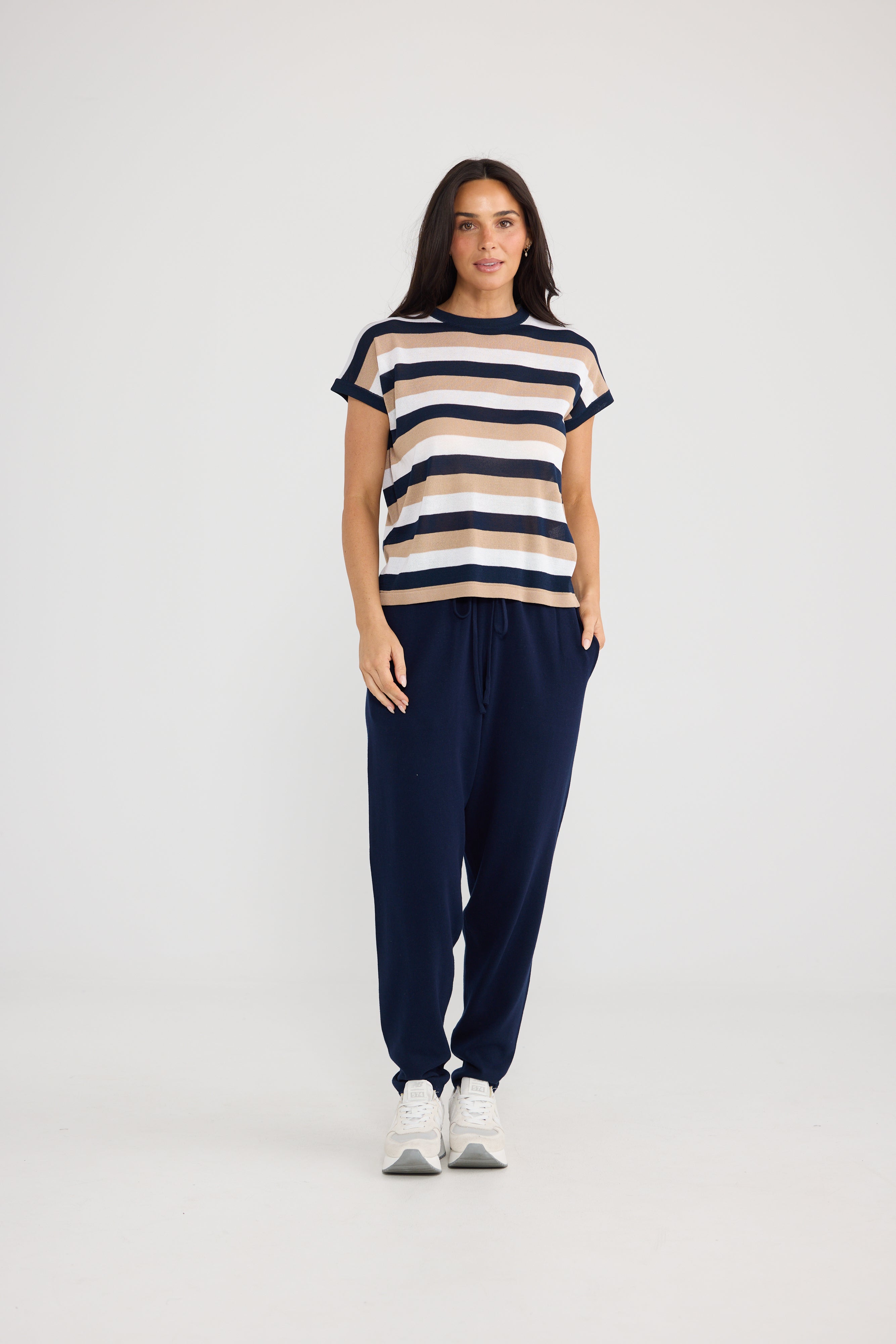 Rosalie Tee - Navy Multi Stripe