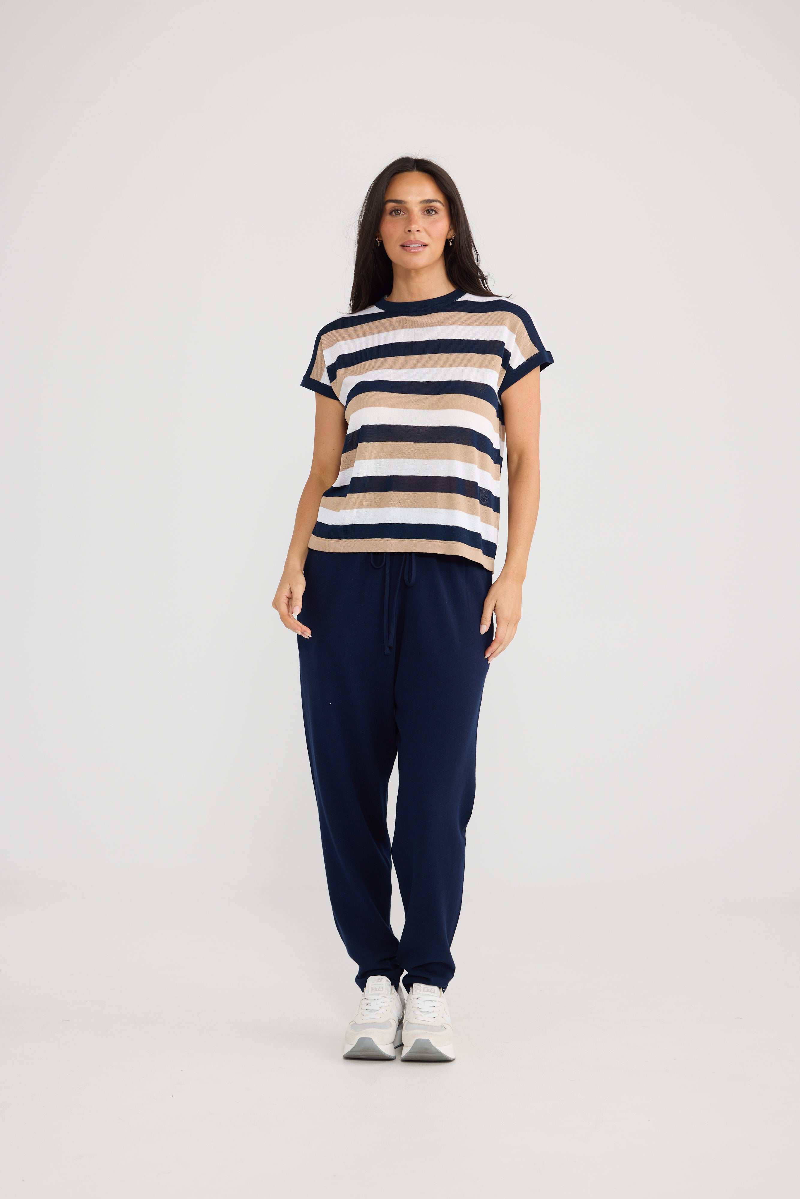 Rosalie Tee - Navy Multi Stripe