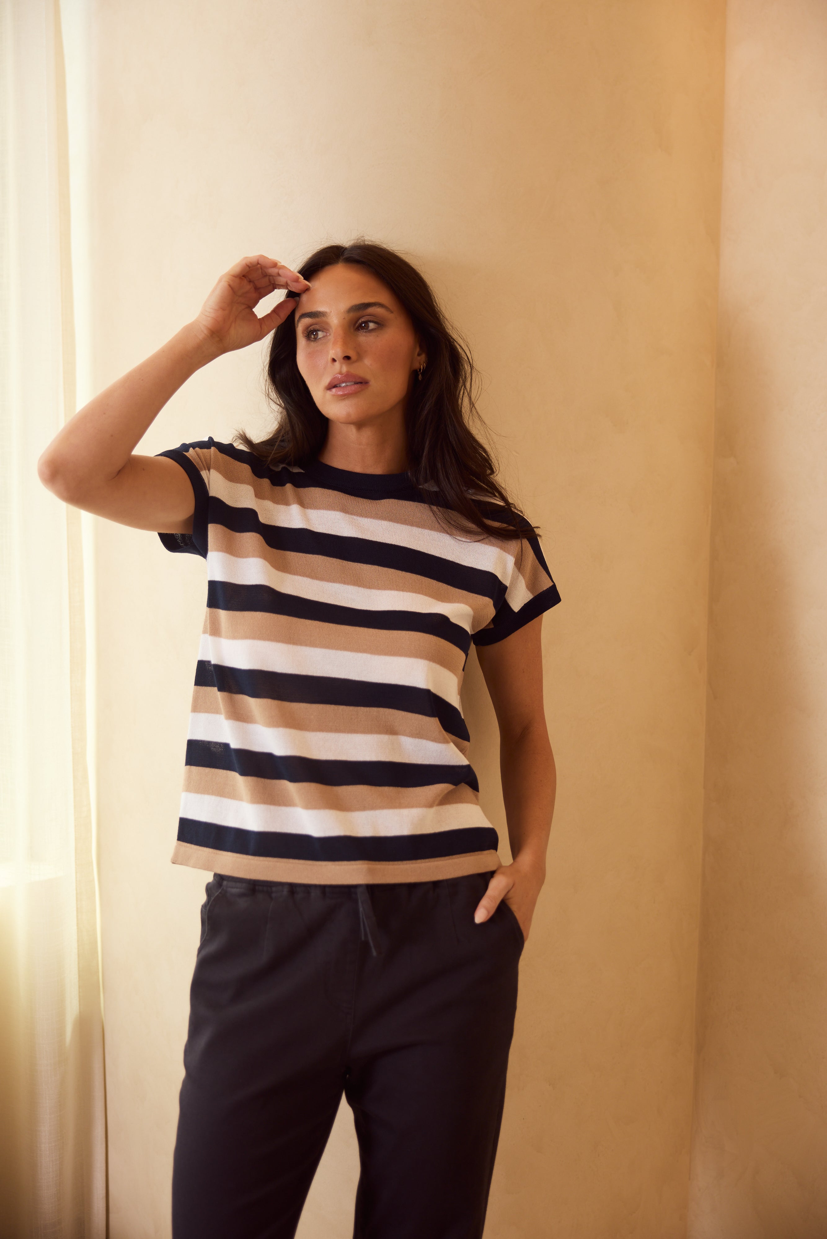 Rosalie Tee - Navy Multi Stripe
