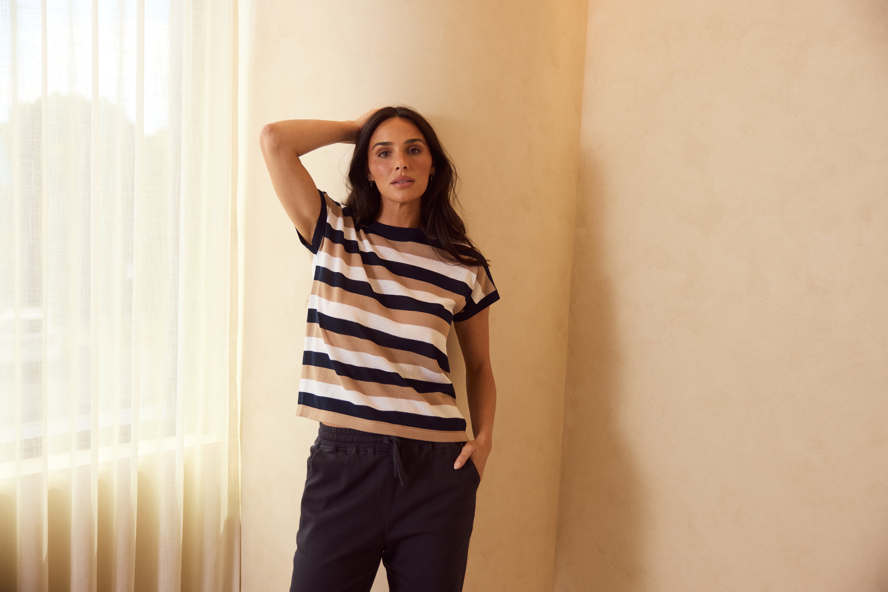 Rosalie Tee - Navy Multi Stripe