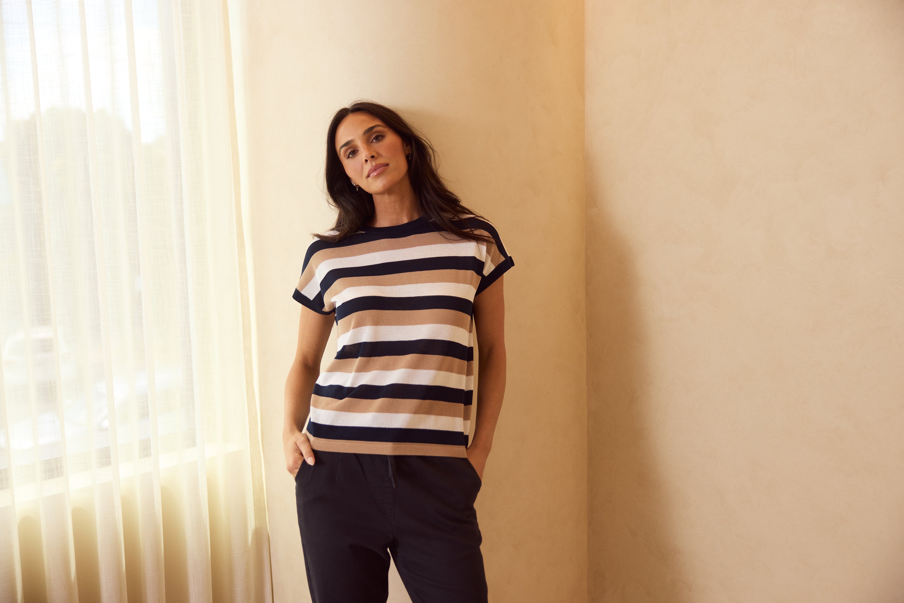 Rosalie Tee - Navy Multi Stripe