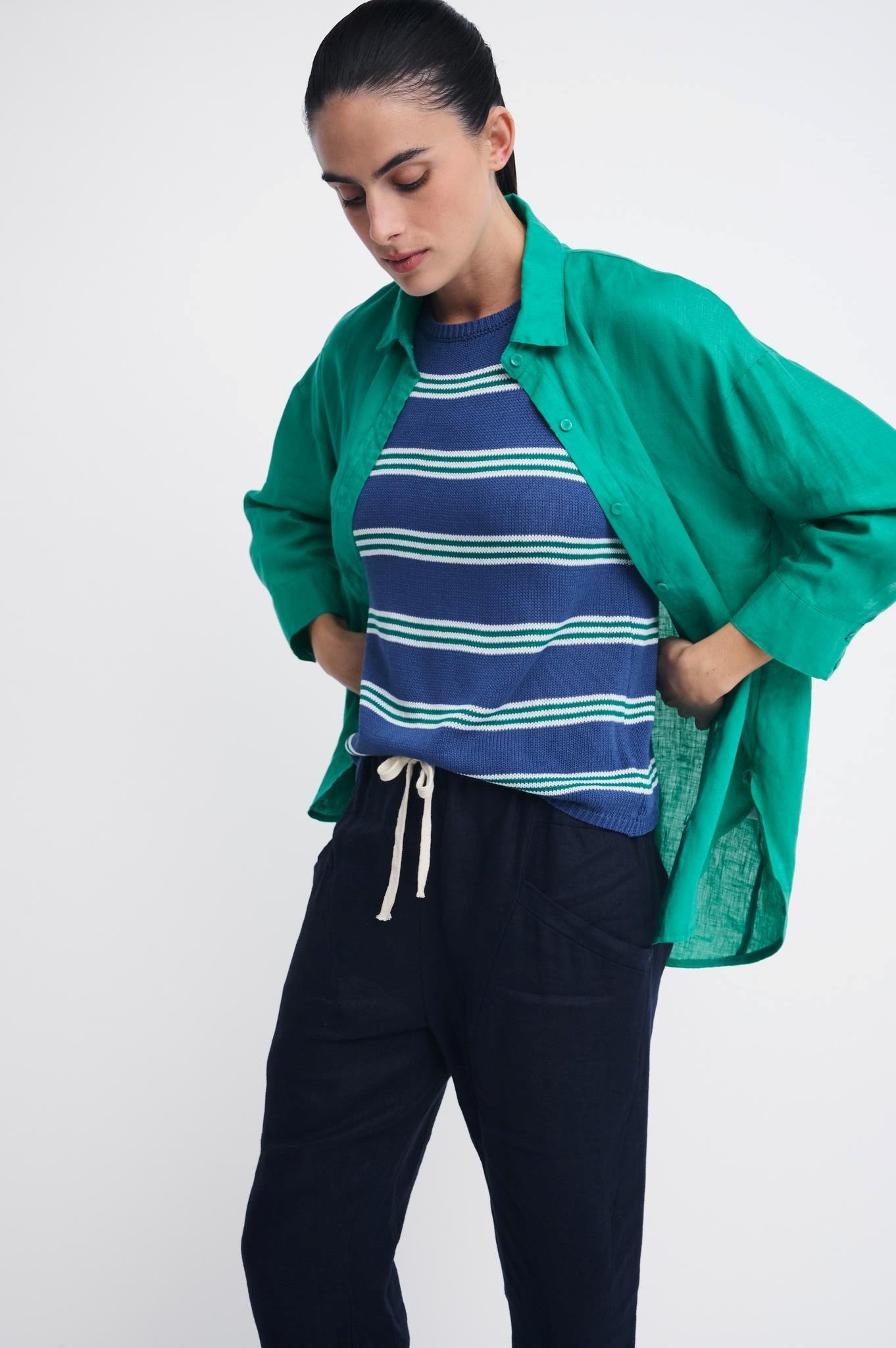 Boyfriend Linen Shirt - Teal