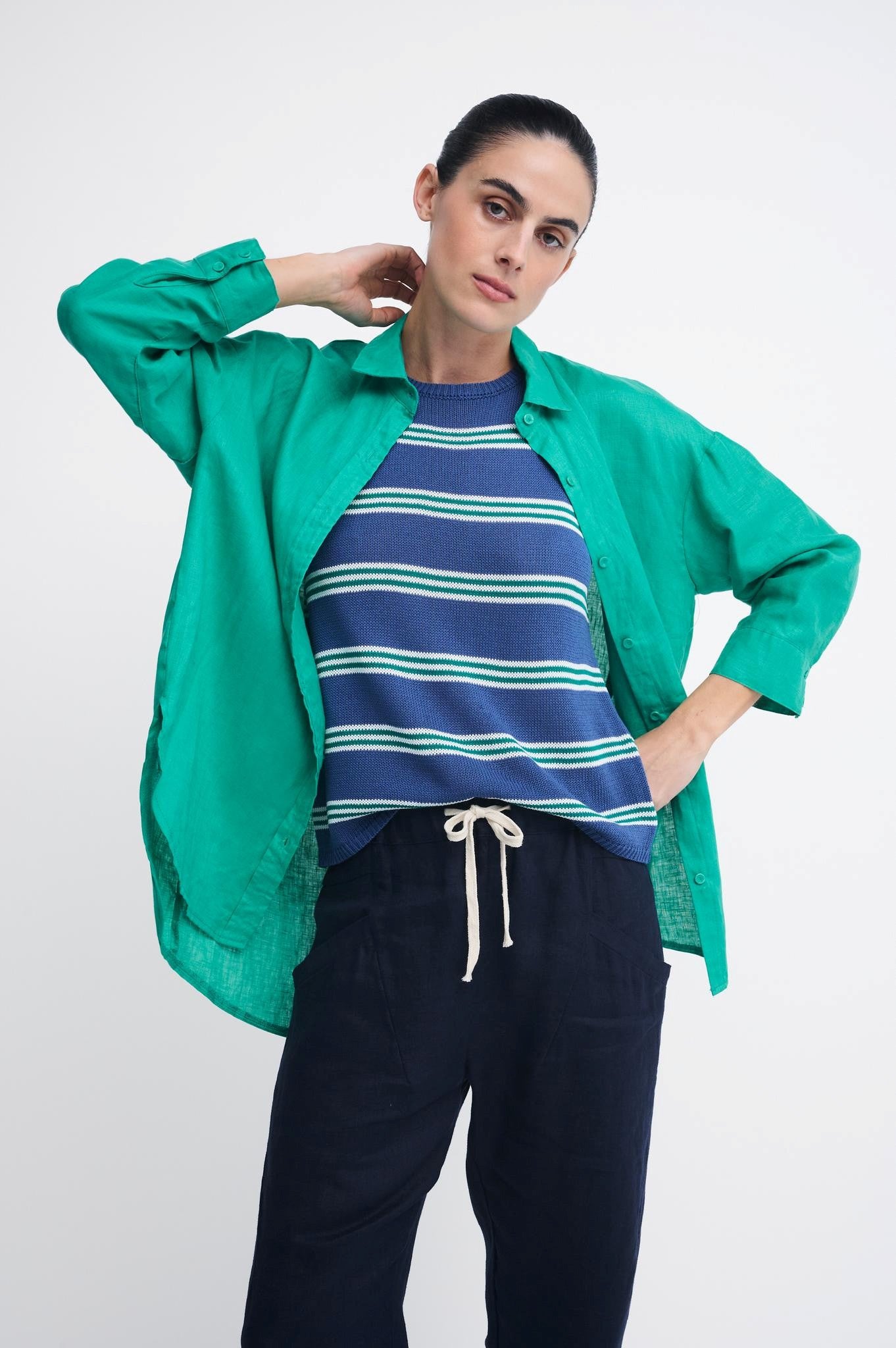 Boyfriend Linen Shirt - Teal