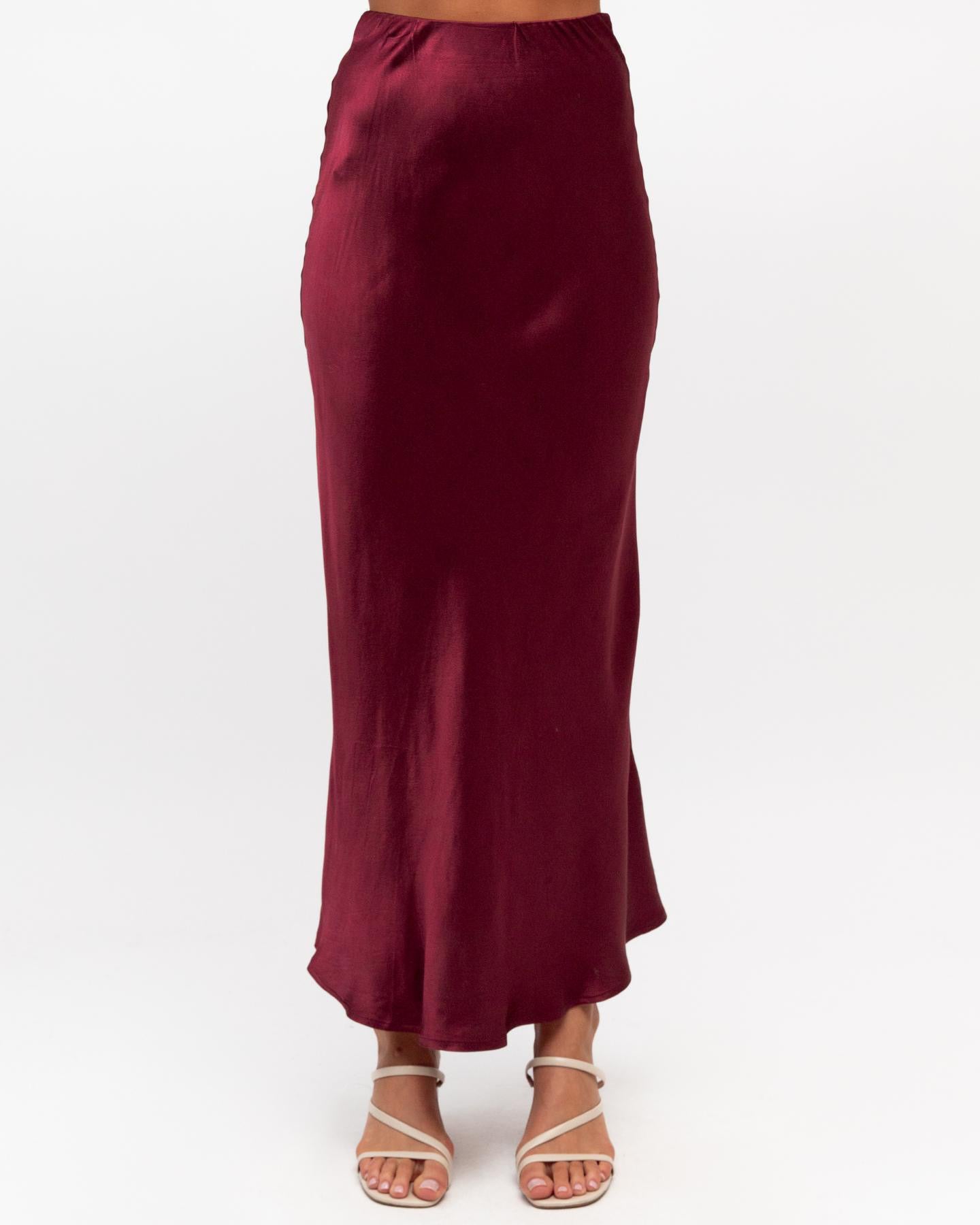 Satin Bias Skirt - Merlot