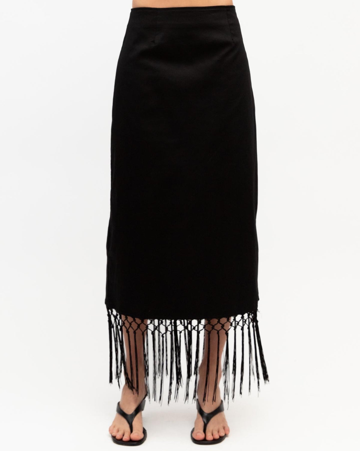 Anna Fringe Skirt - Black