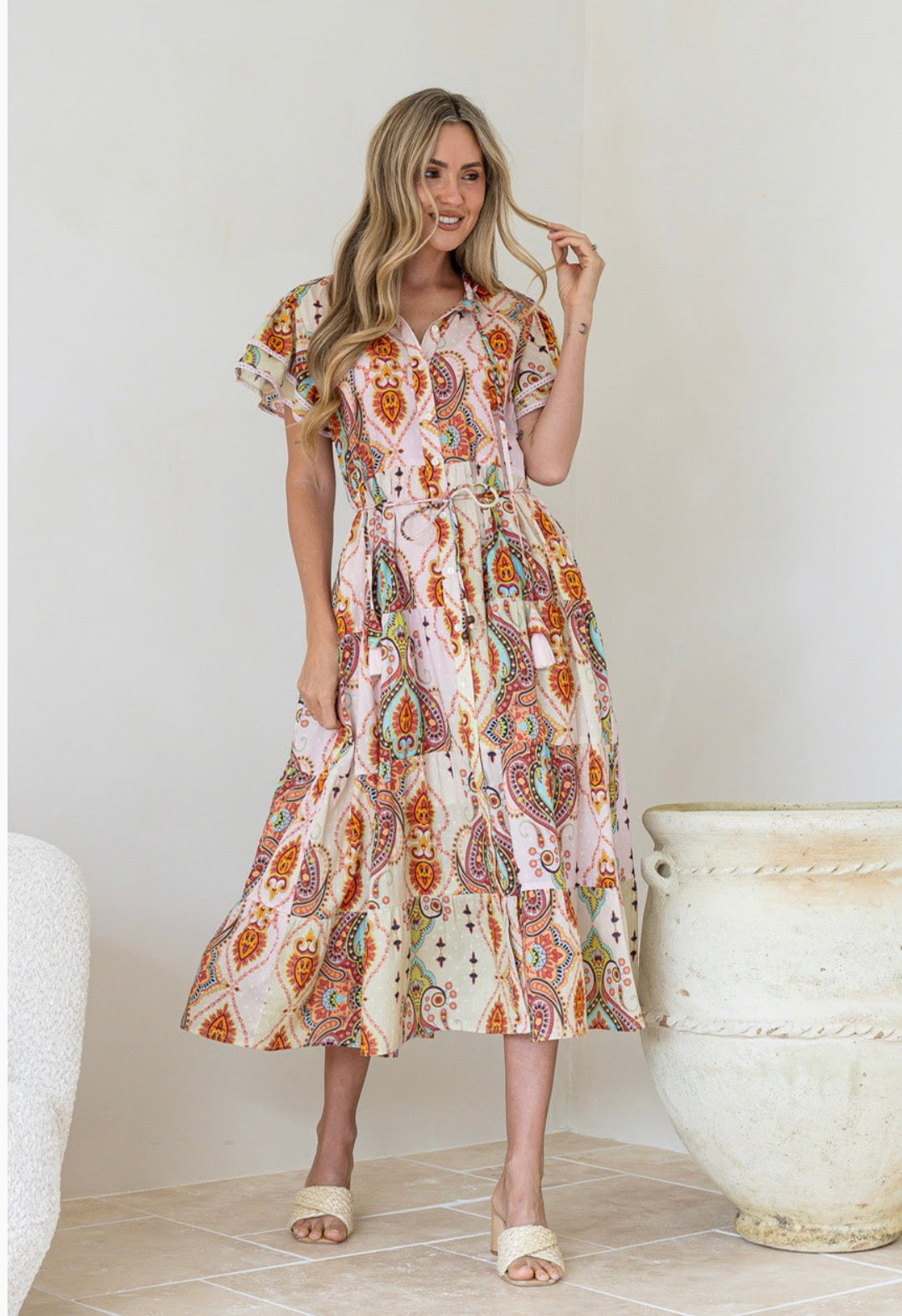 Joop & Gypsy Robby Long Dress with Slip - Blush/Amber Multi, view 2