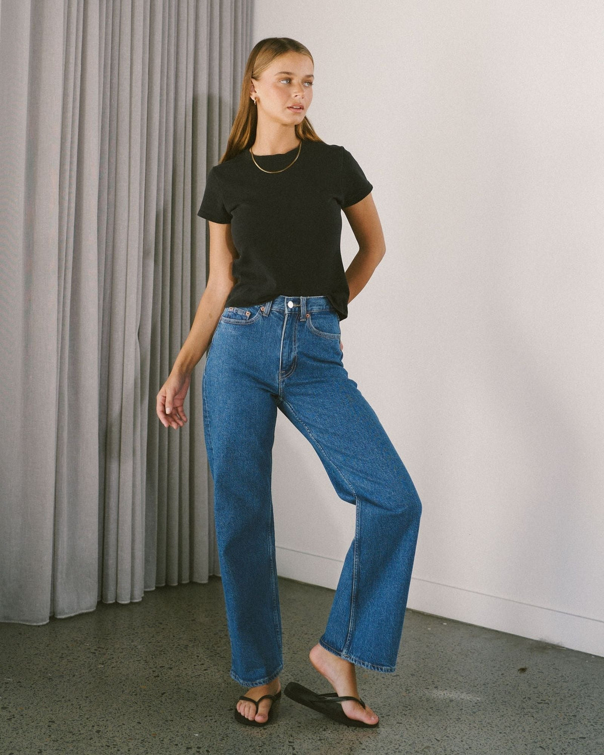 Dr Denim Echo Straight Jeans in Bay Mid Retro, front view