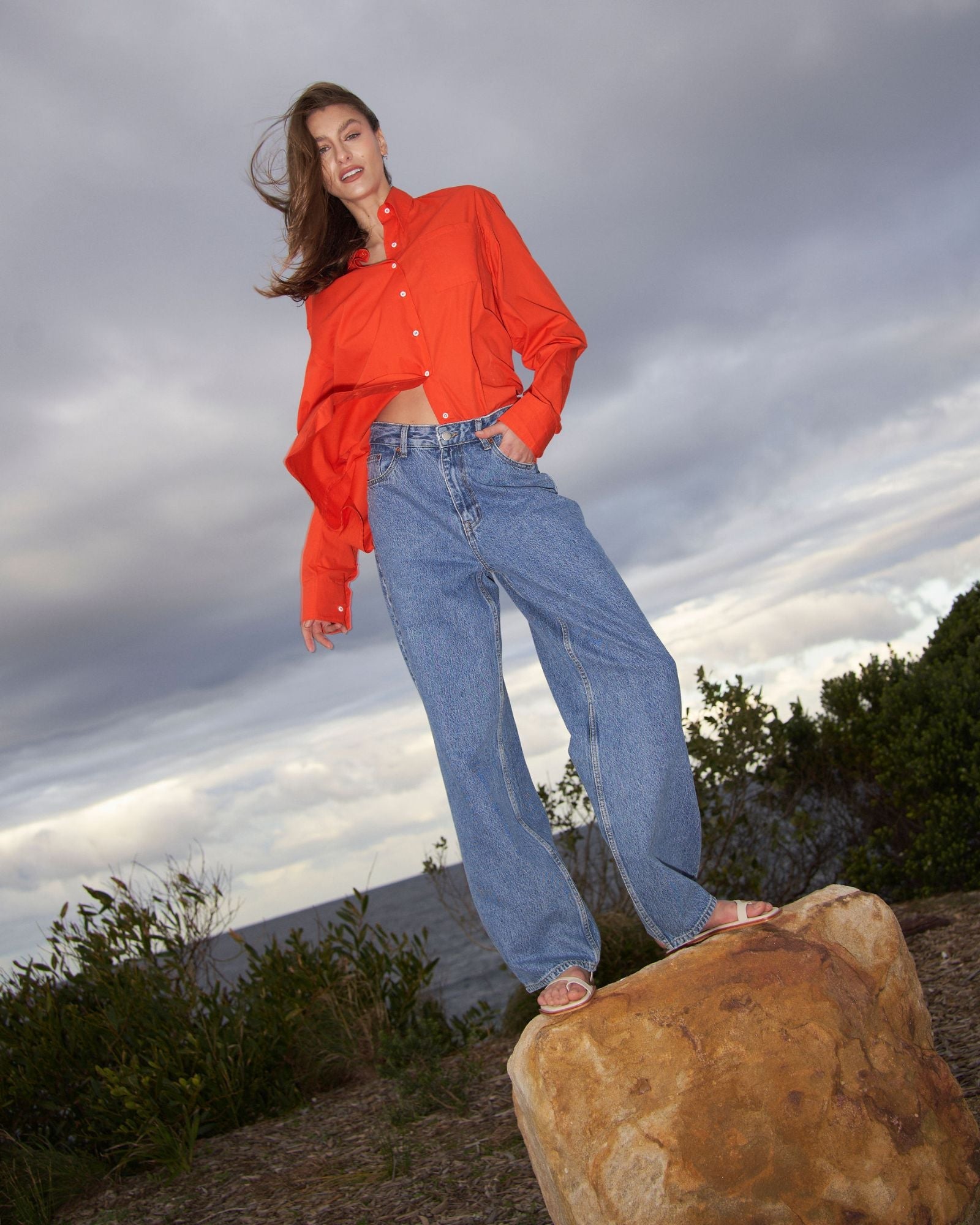 Donna Baggy Jeans - Stream Sky Retro