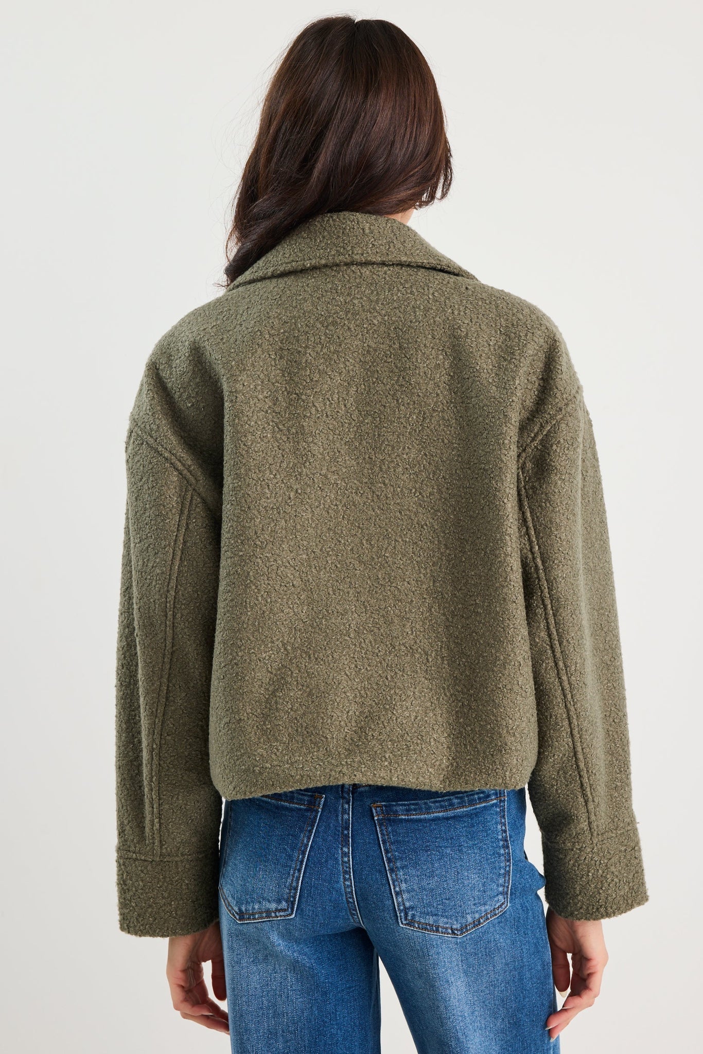 Dune Boucle Zip Front Jacket - Khaki