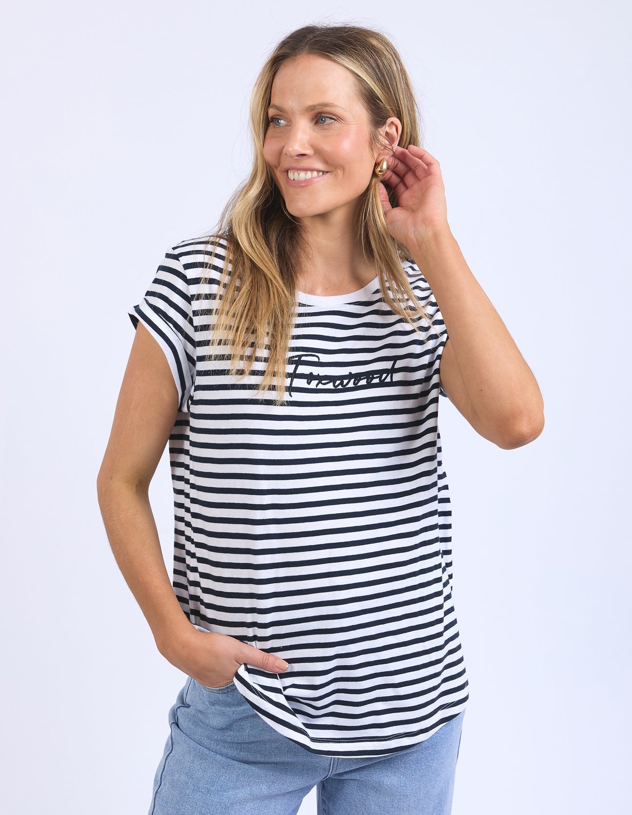 Signature Stripe Tee - Dark Sapphire/White