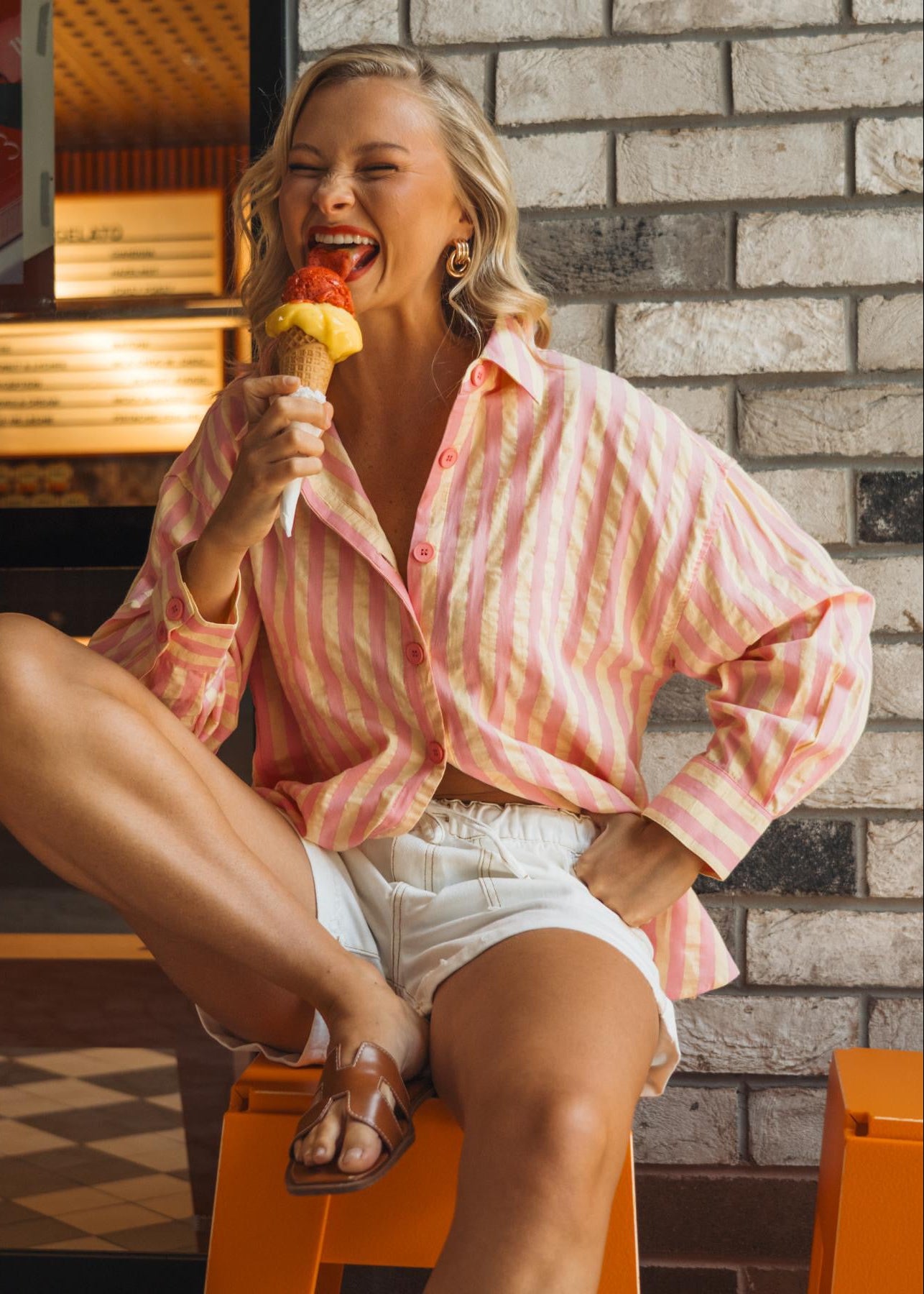 Renata Shirt - Pink/Yellow