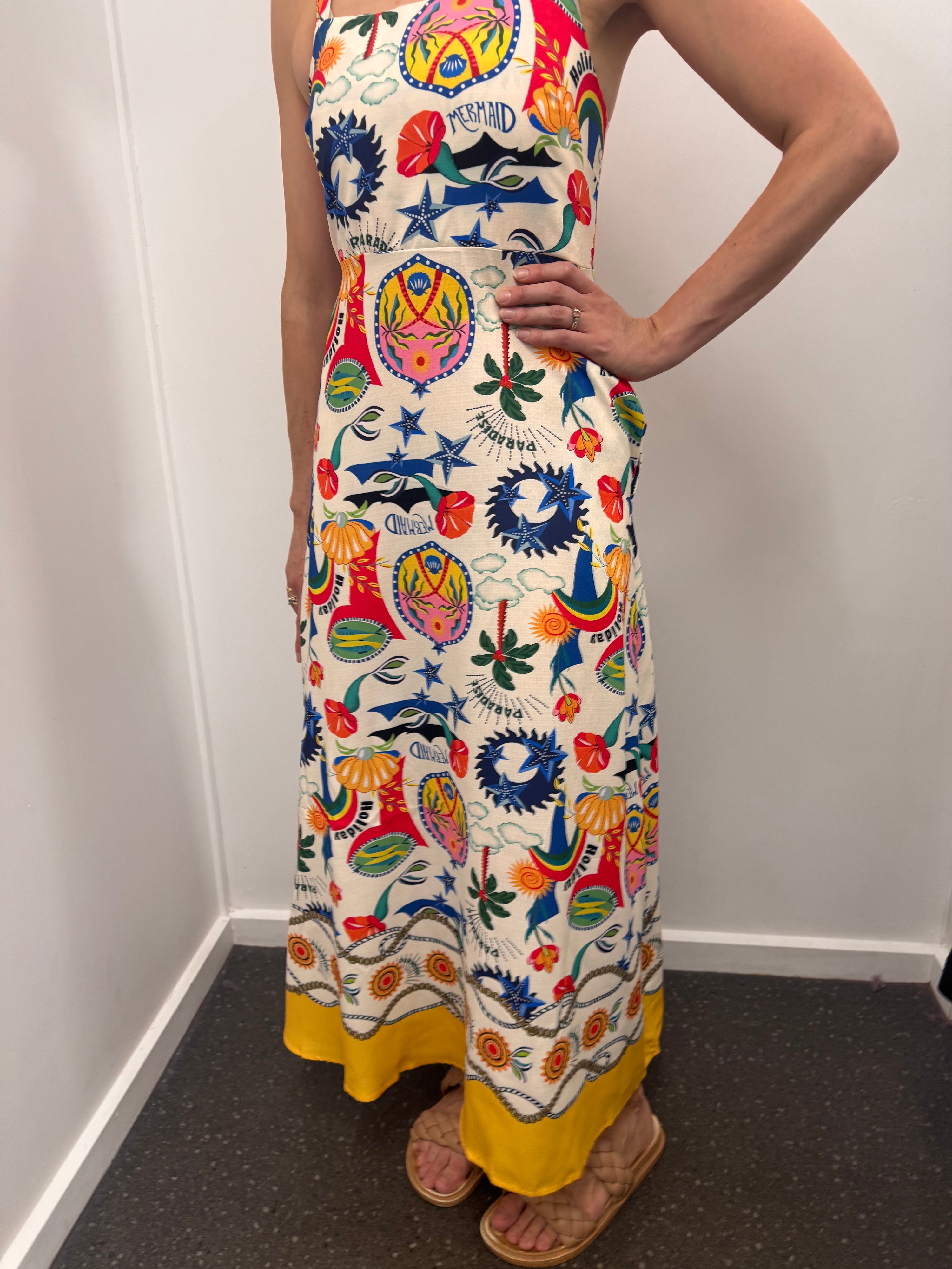 Holiday border midi dress - Print