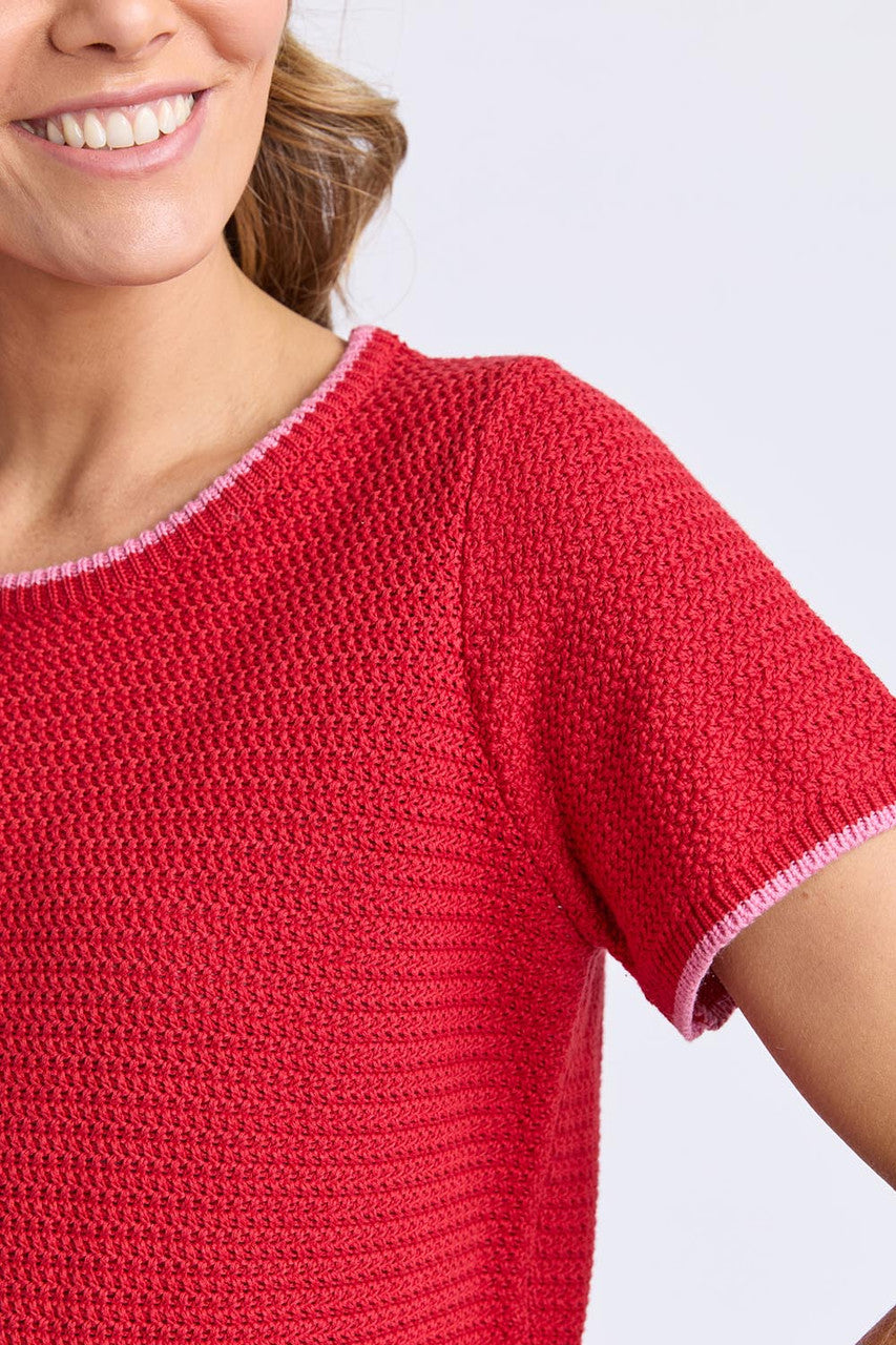 Camellia Short Sleeve Knit-  Cranberry