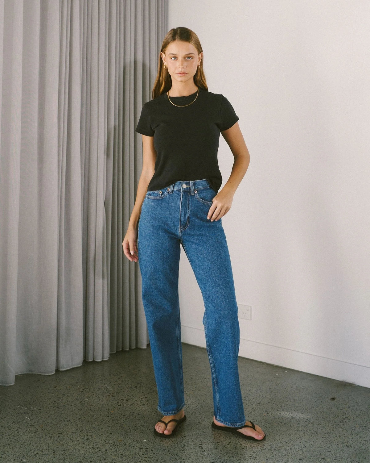 Dr Denim Echo Straight Jeans in Bay Mid Retro, high-waisted straight leg women's jeans