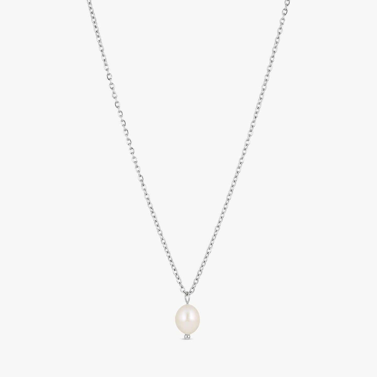 Single Pearl Necklace - Silver