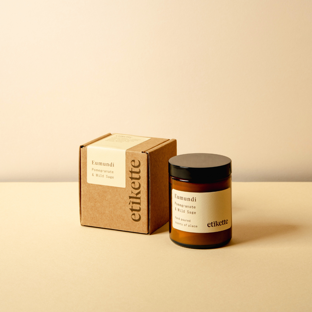 Eumundi in Pomegranate & Wild Sage, candle and box