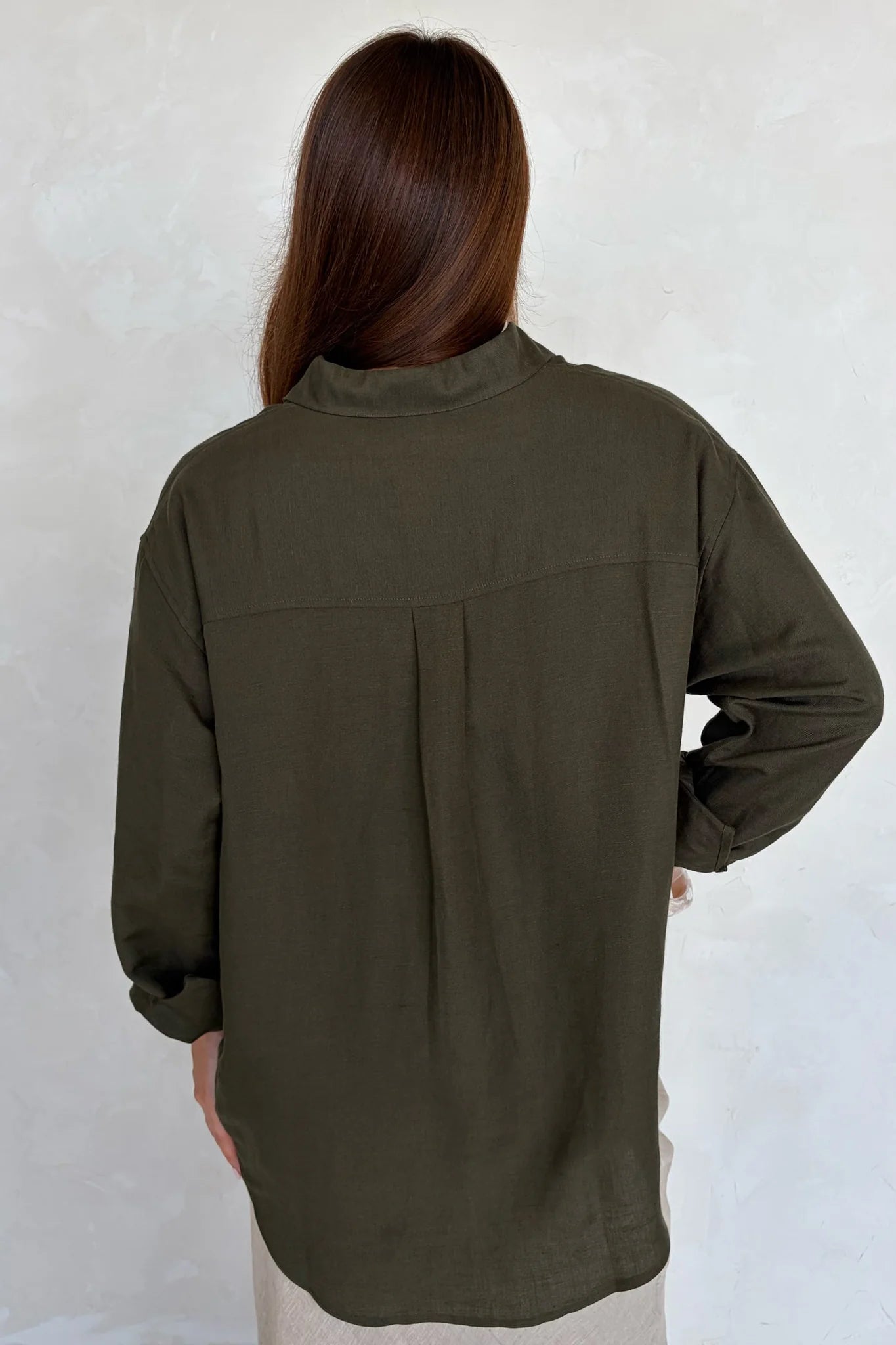 Exalted Linen Viscose Oversized Shirt - Khaki