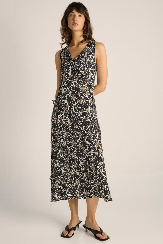 Fate & Becker Jade Ruffle Dress - Floral Animal Black, front view