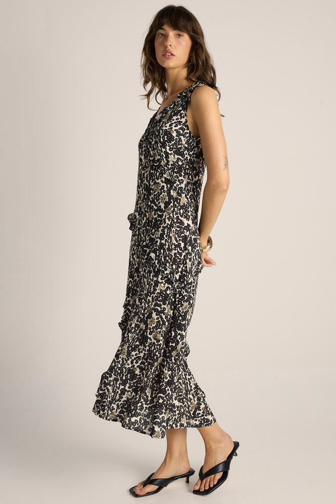 Fate & Becker Jade Ruffle Dress - Floral Animal Black, detail