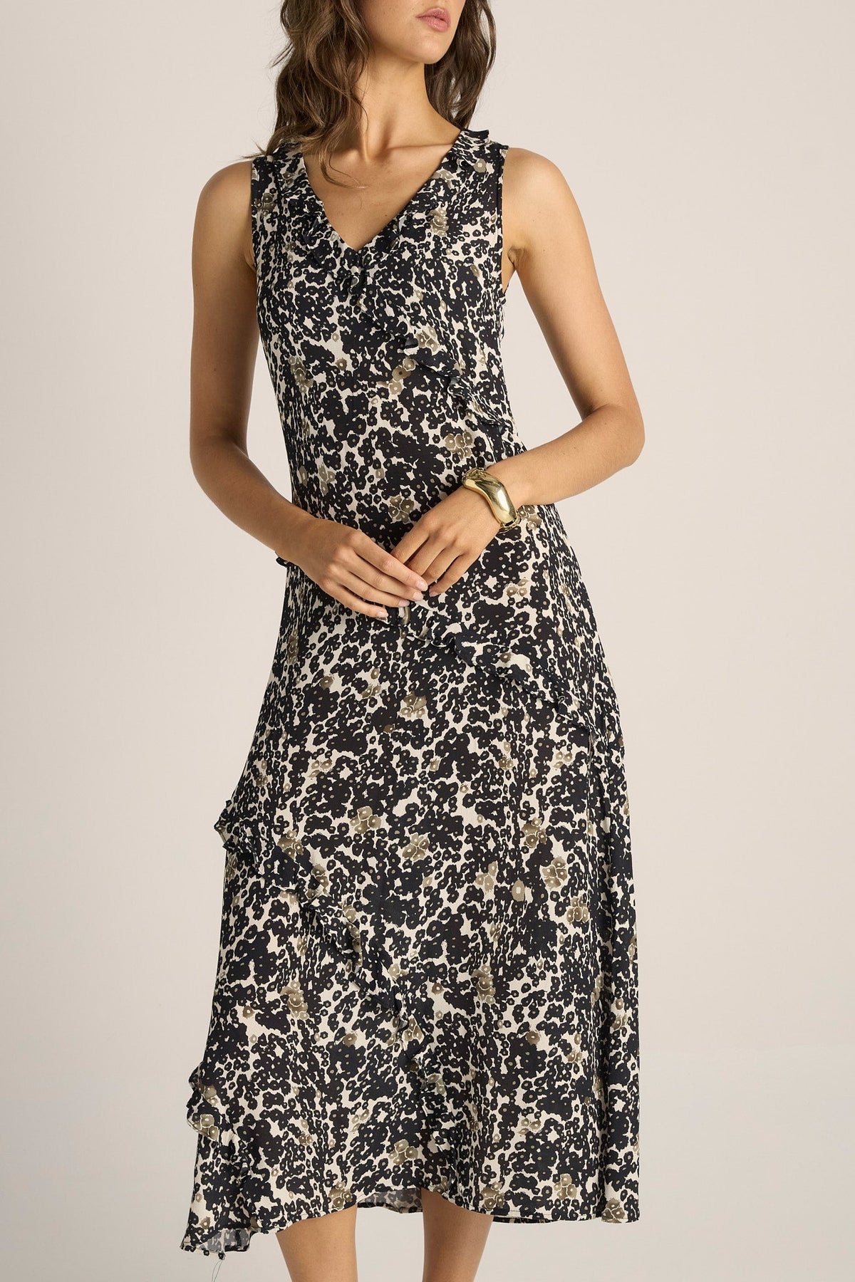 Fate & Becker Jade Ruffle Dress - Floral Animal Black, additional view