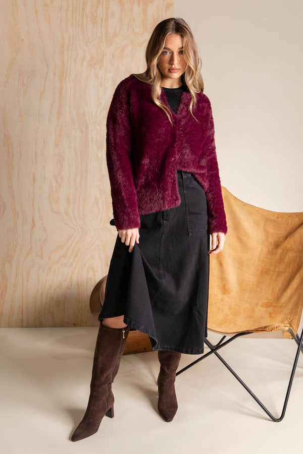 Kenny Button Cardi - Windsor Wine