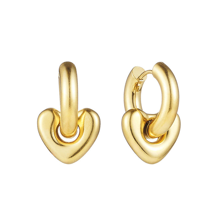 Lisa Puffy Heart Earrings - Gold