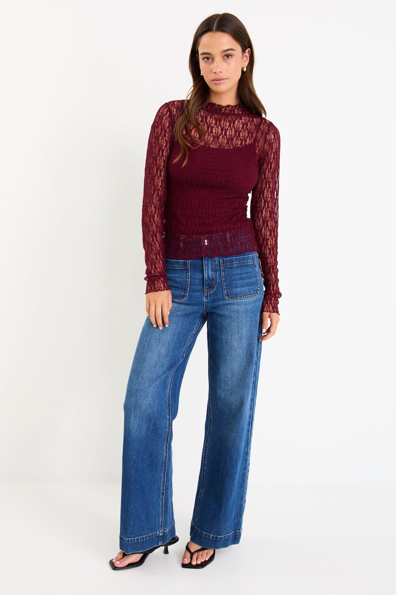 Giving Lace Top - Burgundy