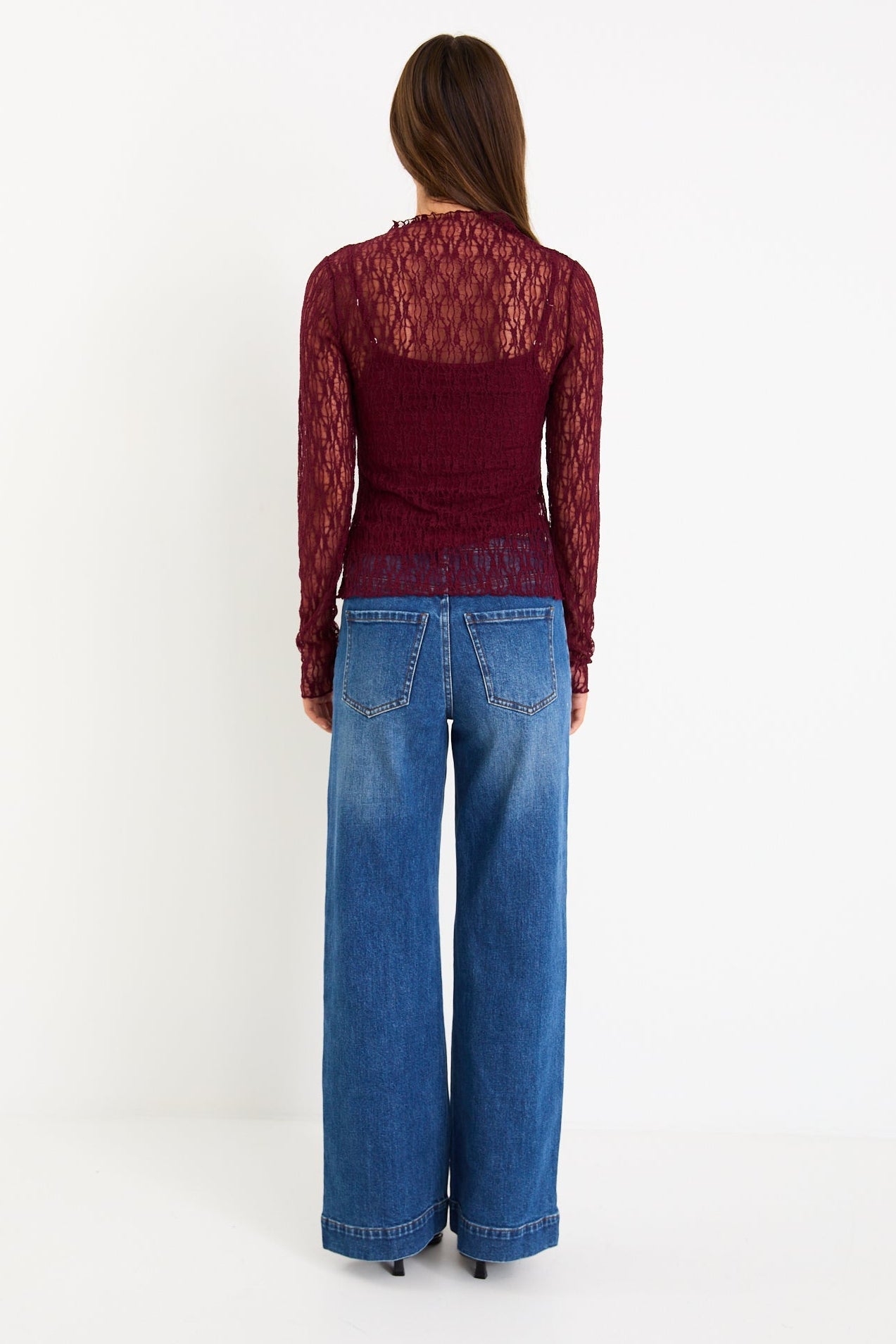 Giving Lace Top - Burgundy