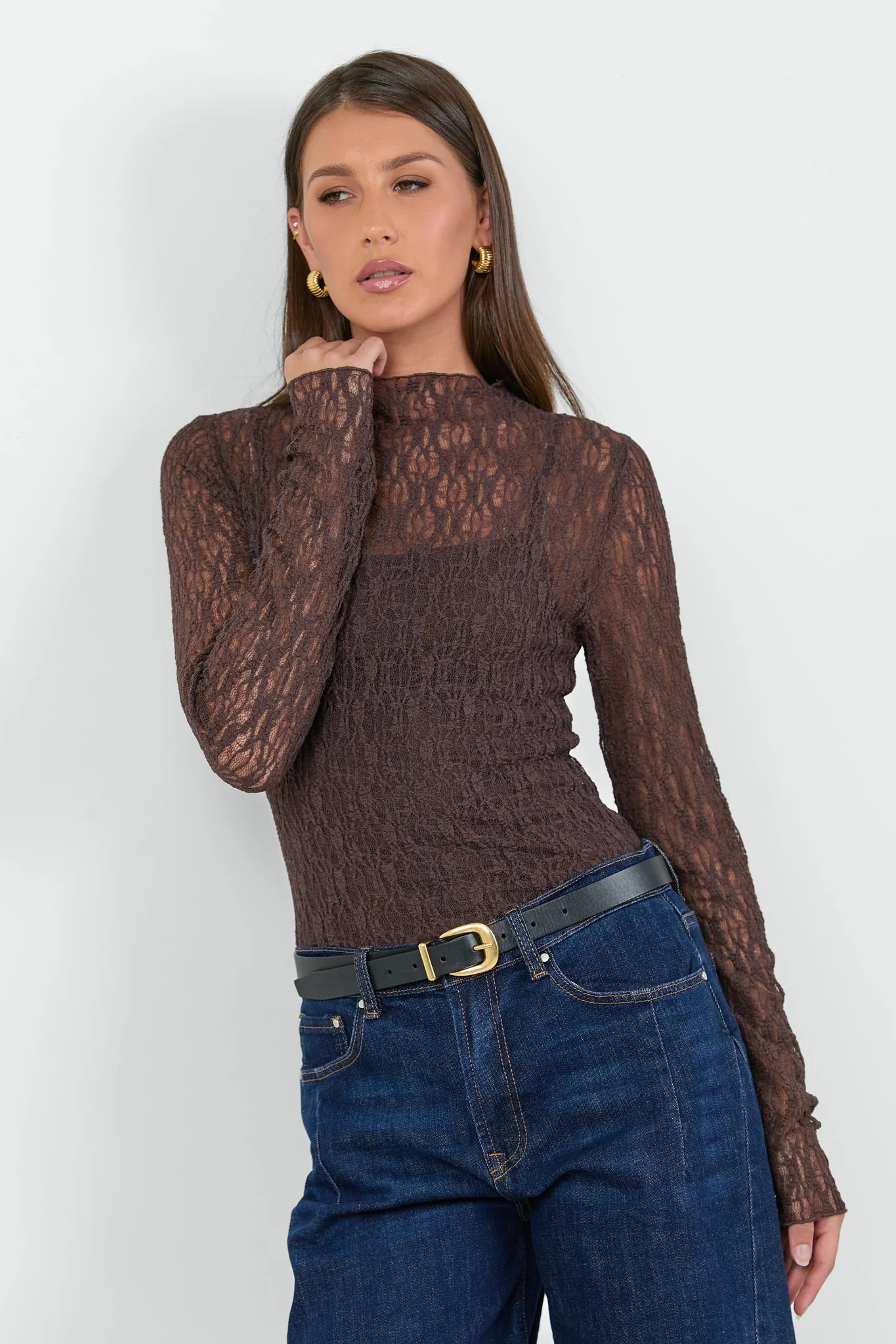 Giving Lace Top - Chocolate