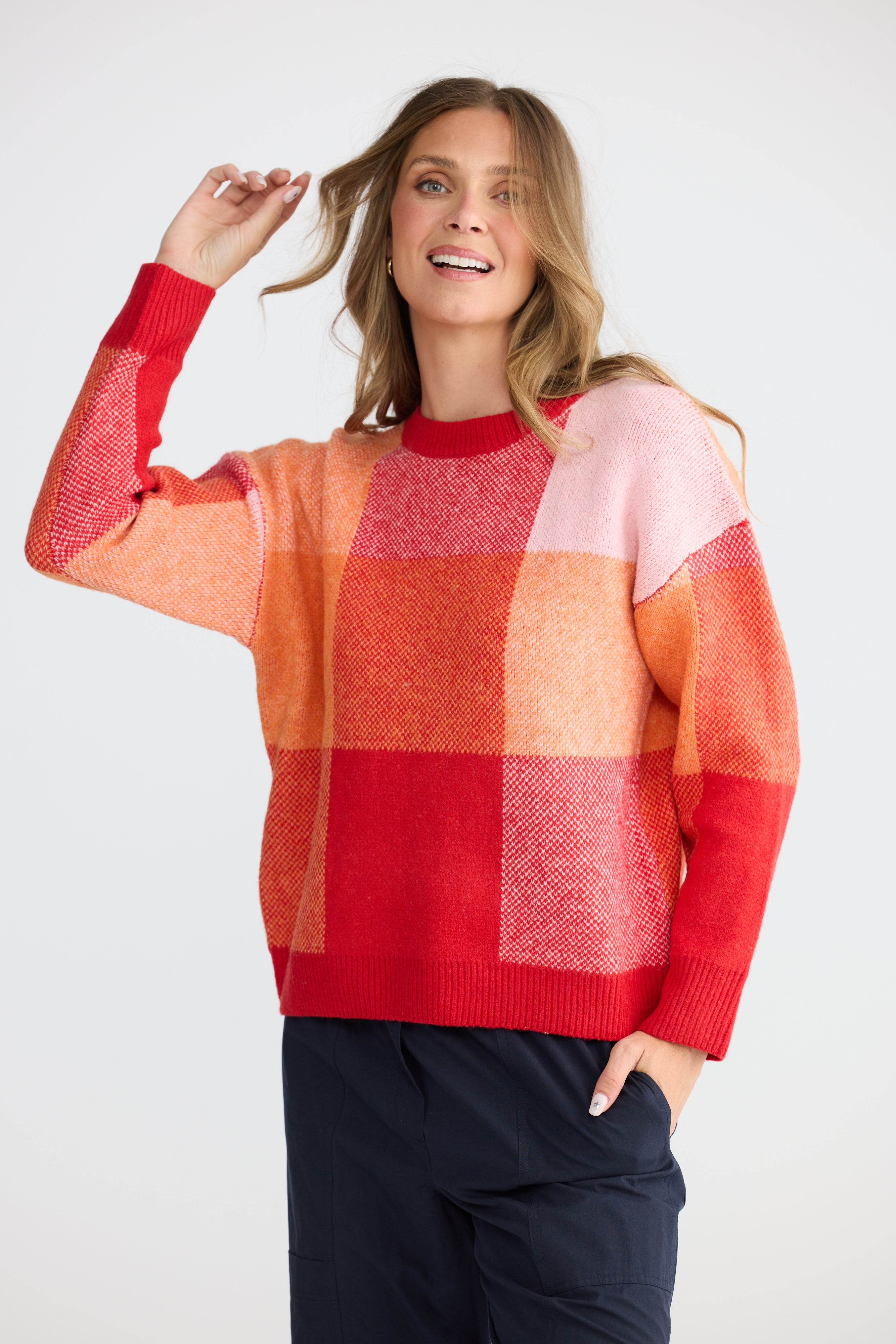Overboard Knit - Pink Valle Check