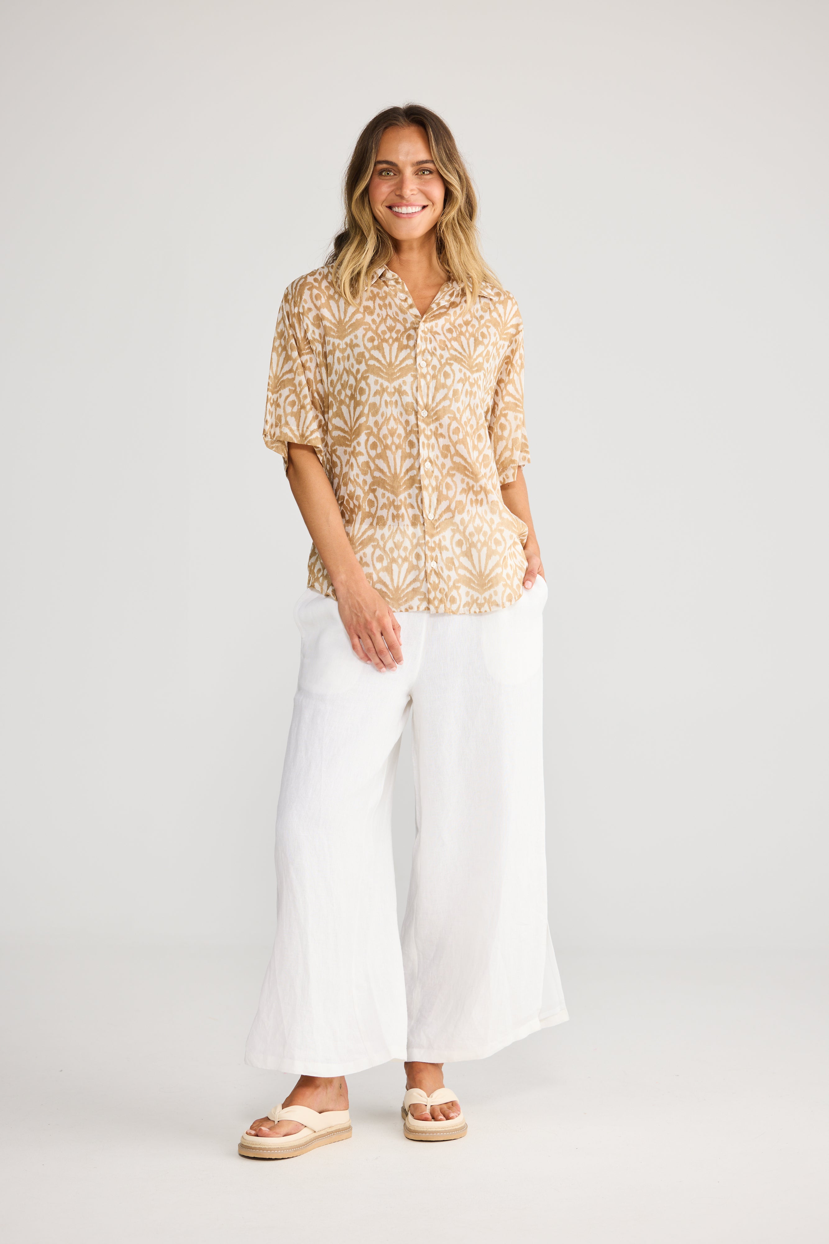 Playa Shirt - Taupe Spring Fan