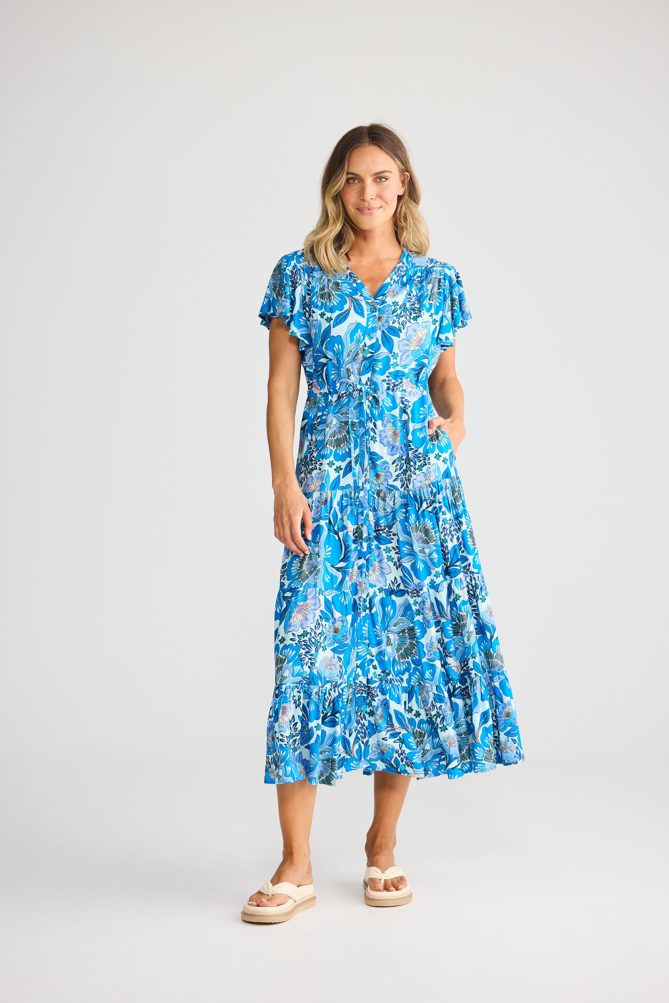 Delphie Dress - Azure Bloom