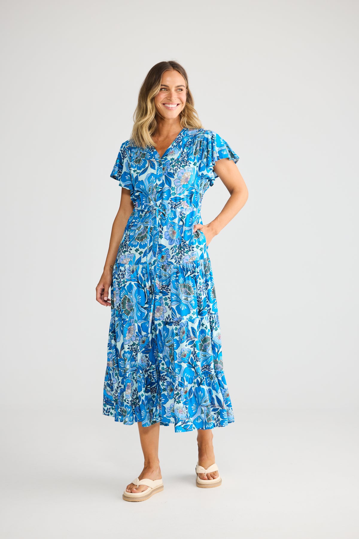 Delphie Dress - Azure Bloom