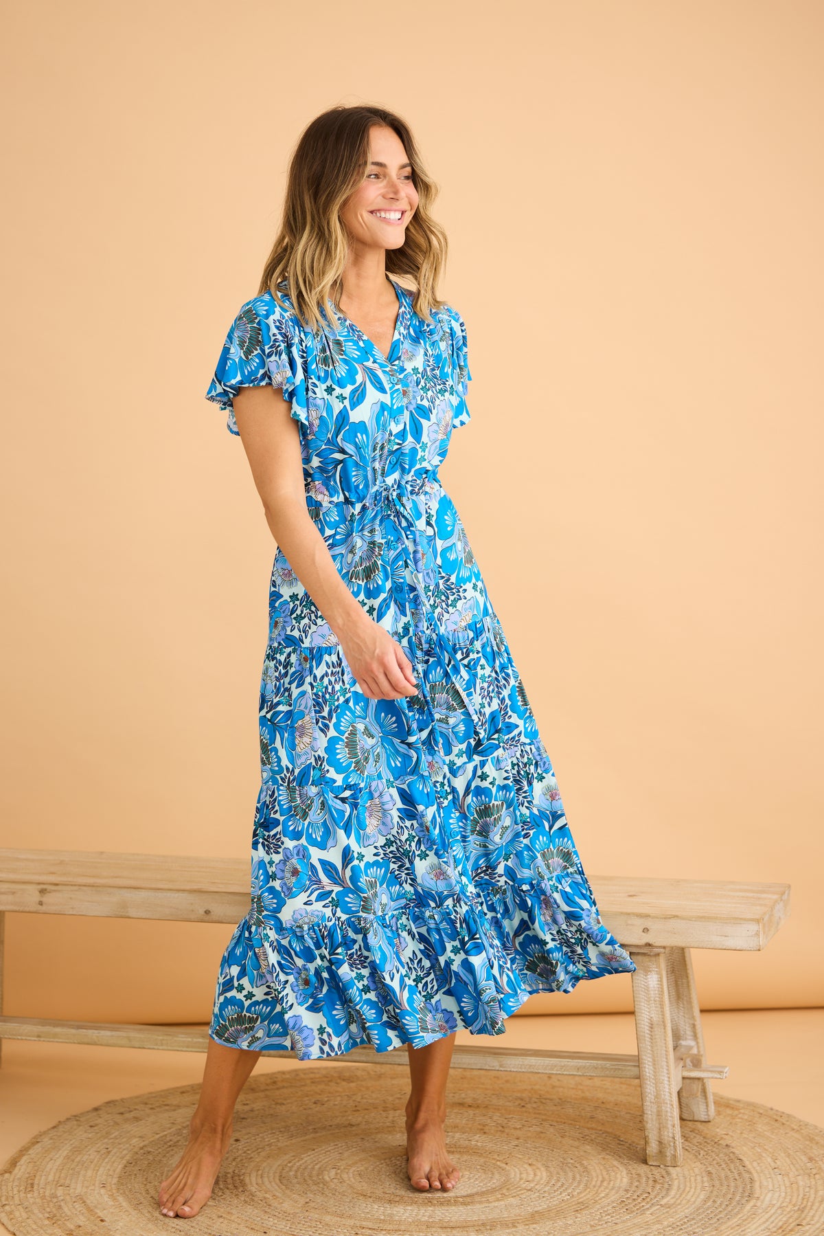 Delphie Dress - Azure Bloom