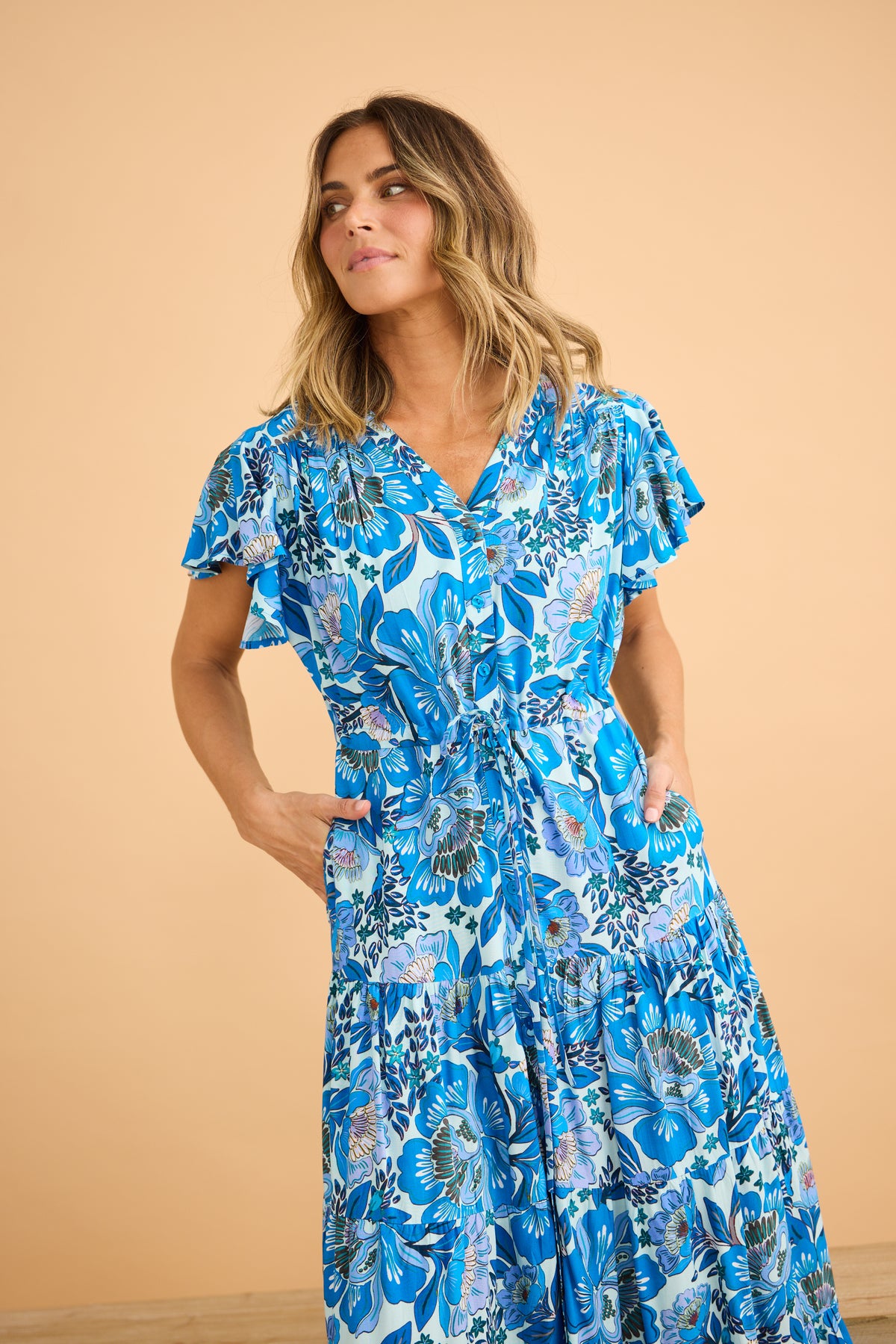 Delphie Dress - Azure Bloom