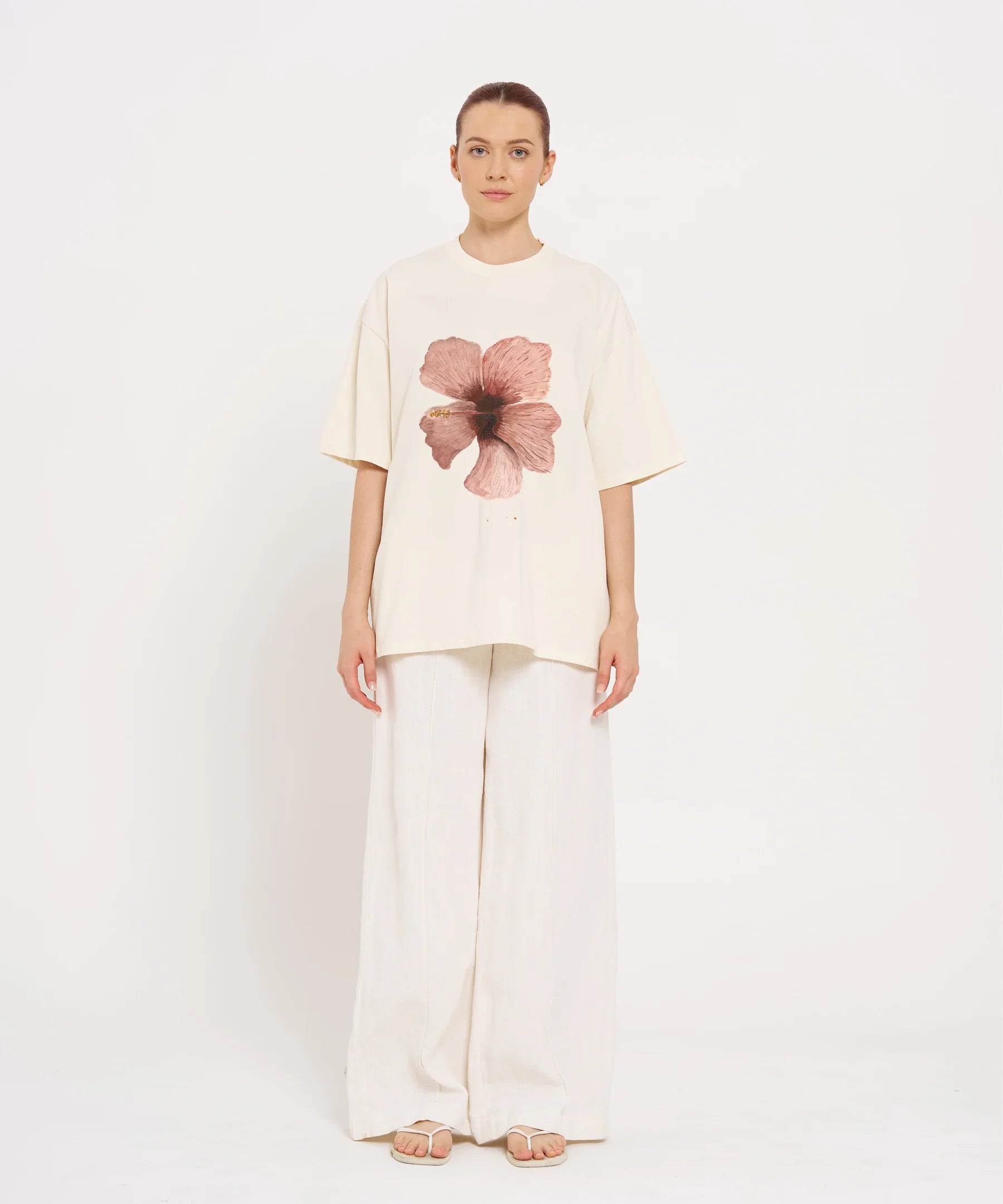 Burgundy Hibiscus Oversized Tee