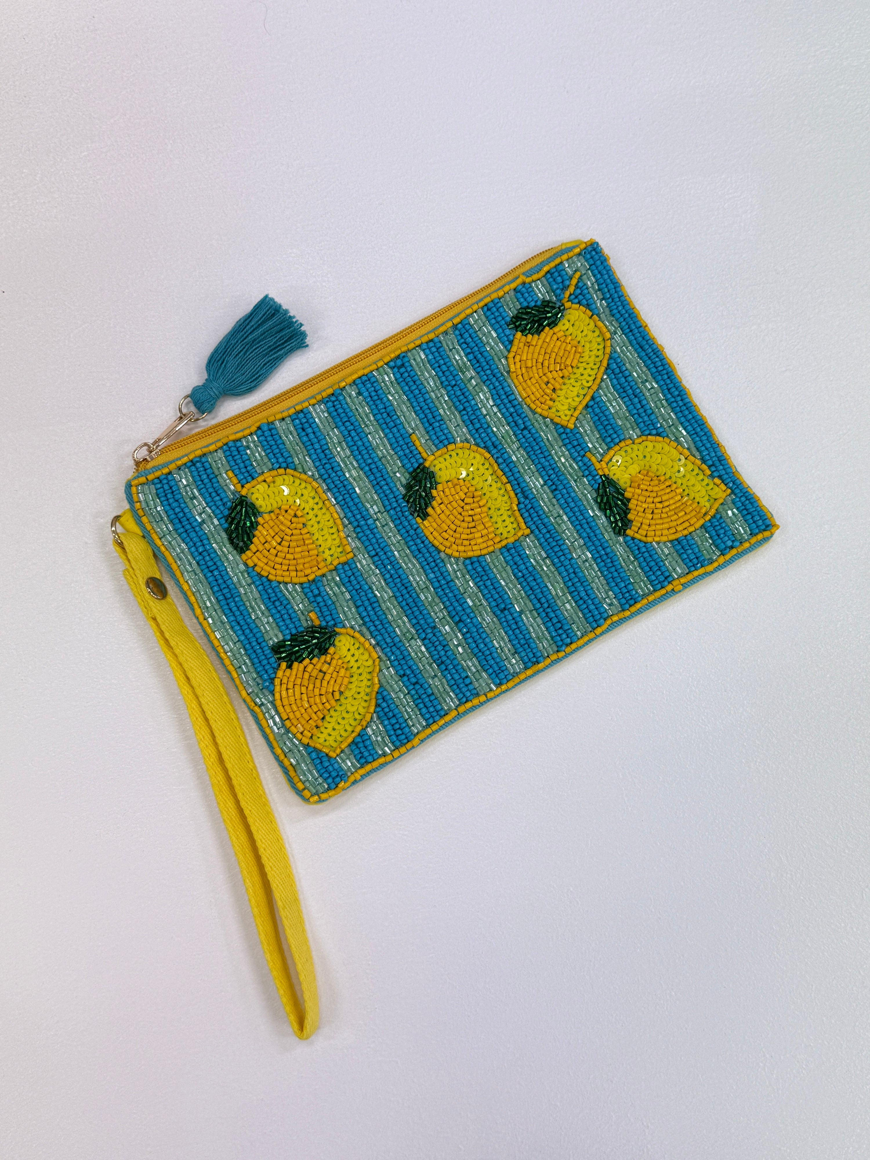 Lemons Beaded Pouch