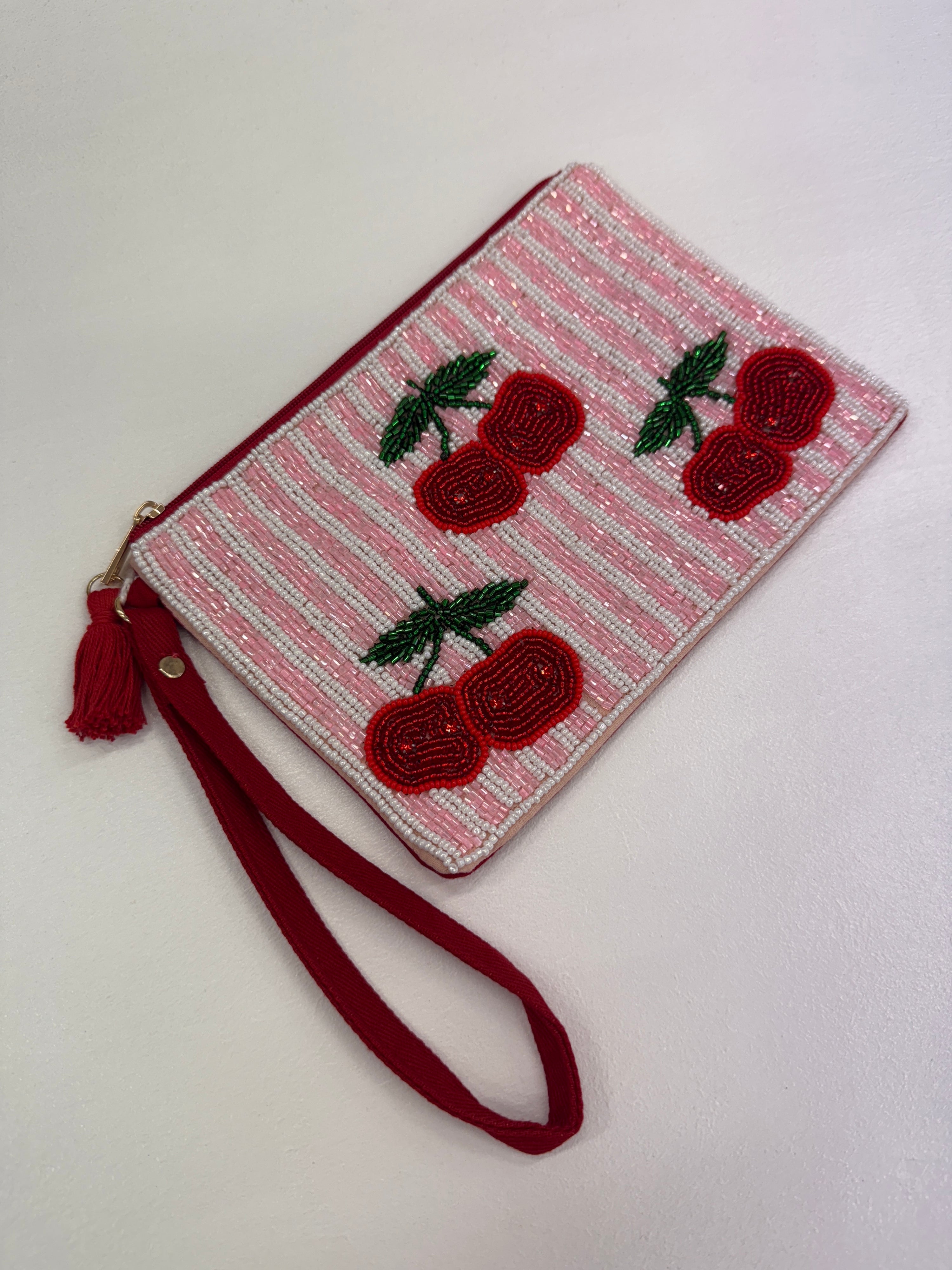 Cherries Beaded Pouch